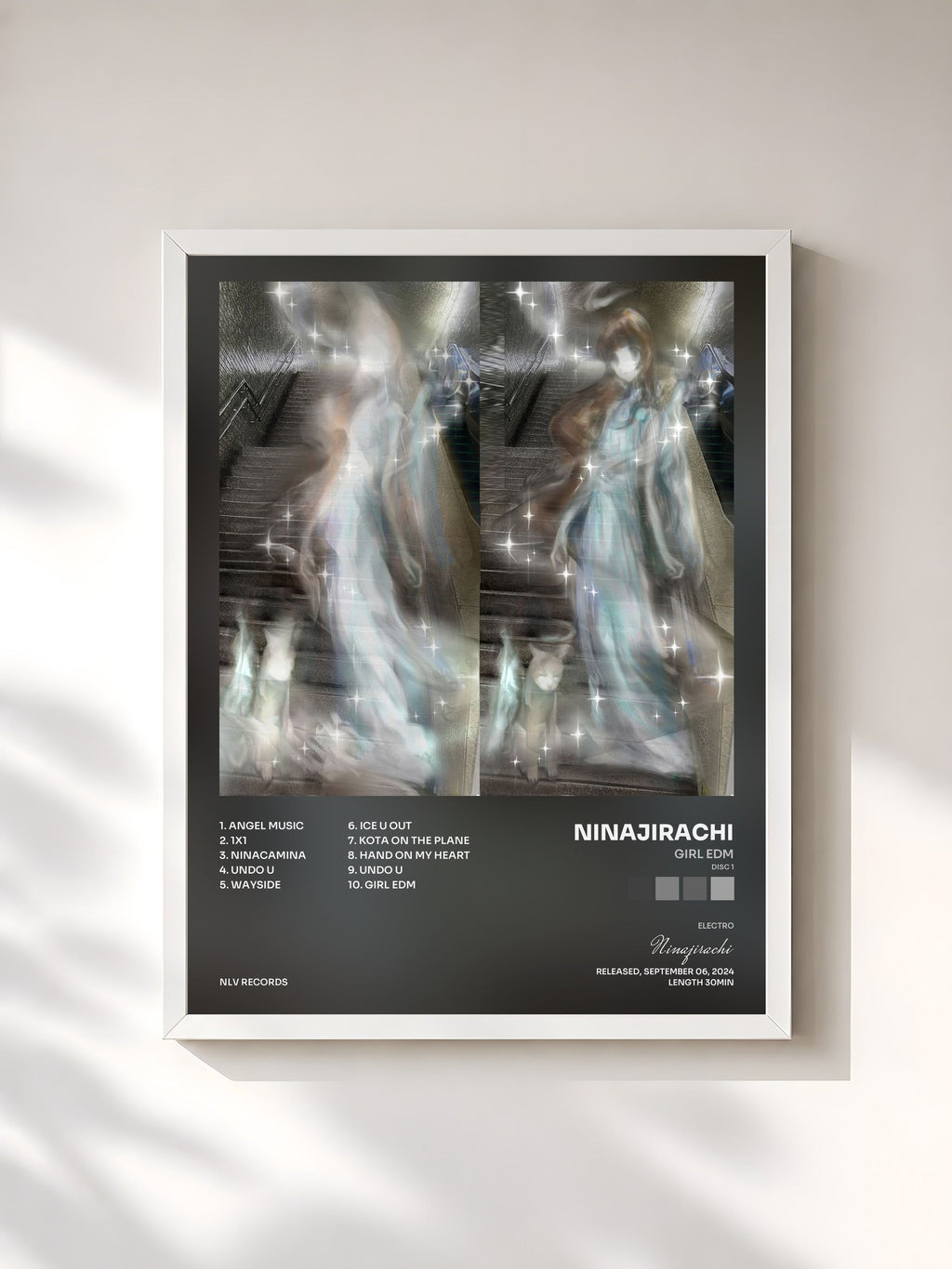 #blanc girl EDM (disc 1) by Ninajirachi as a framed art print, white frame, printed and framed in France