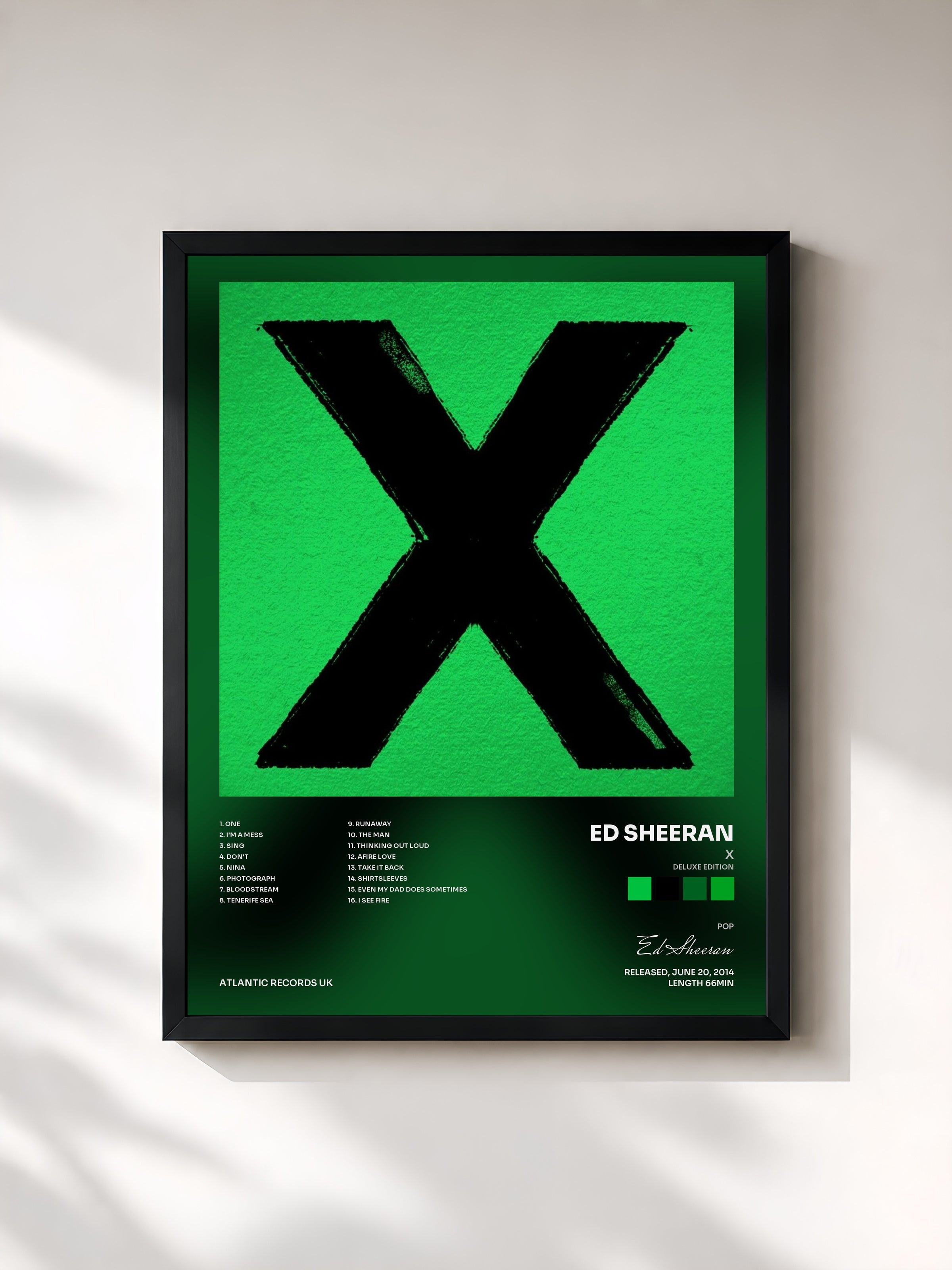 #noir x (Deluxe Edition) von Ed Sheeran als gerahmter Kunstdruck, schwarzer Rahmen, gedruckt und gerahmt in Frankreich