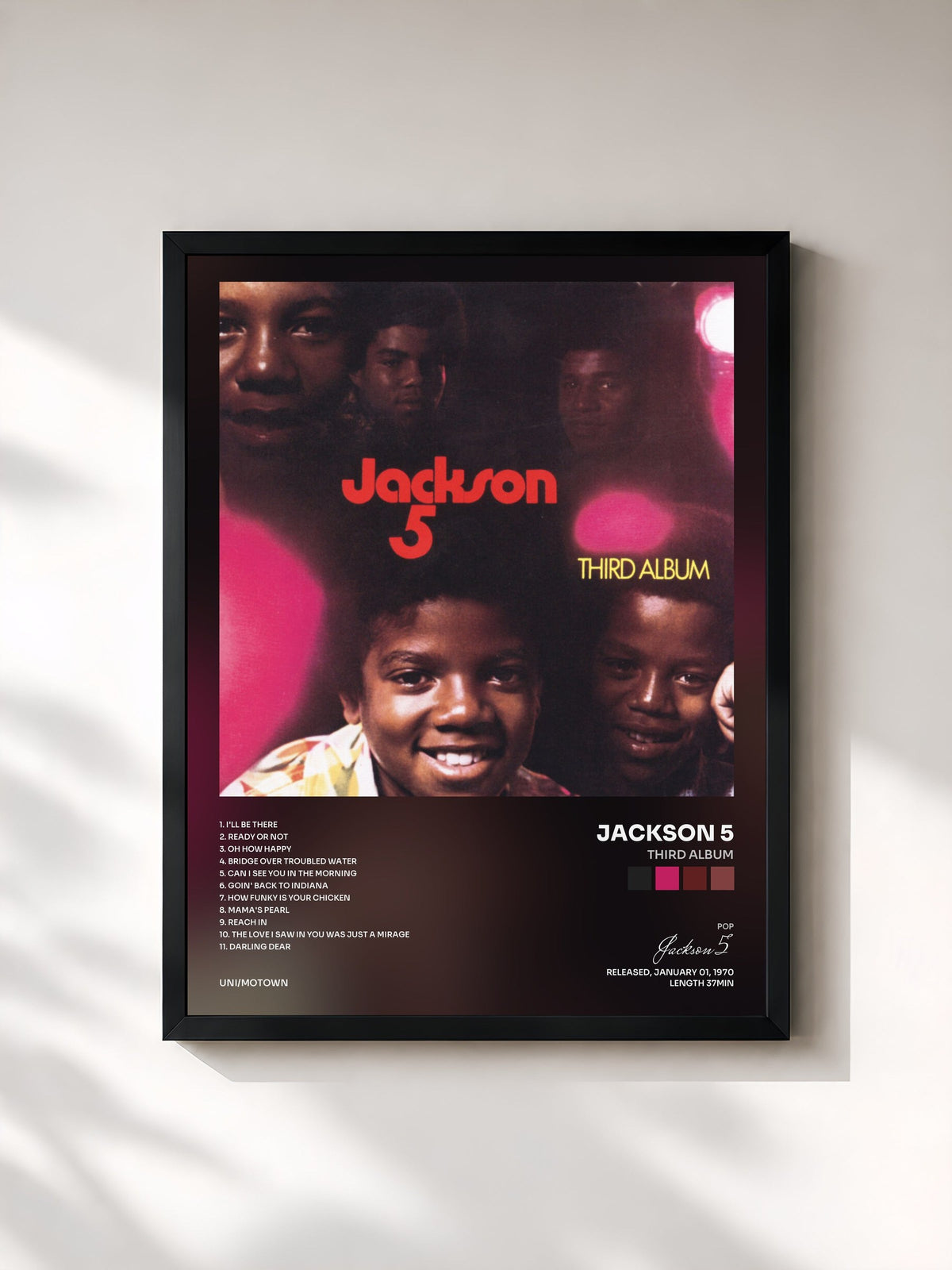 #noir Tableau de l'album Third Album de Jackson 5, cadre noir, imprimé et encadré en France