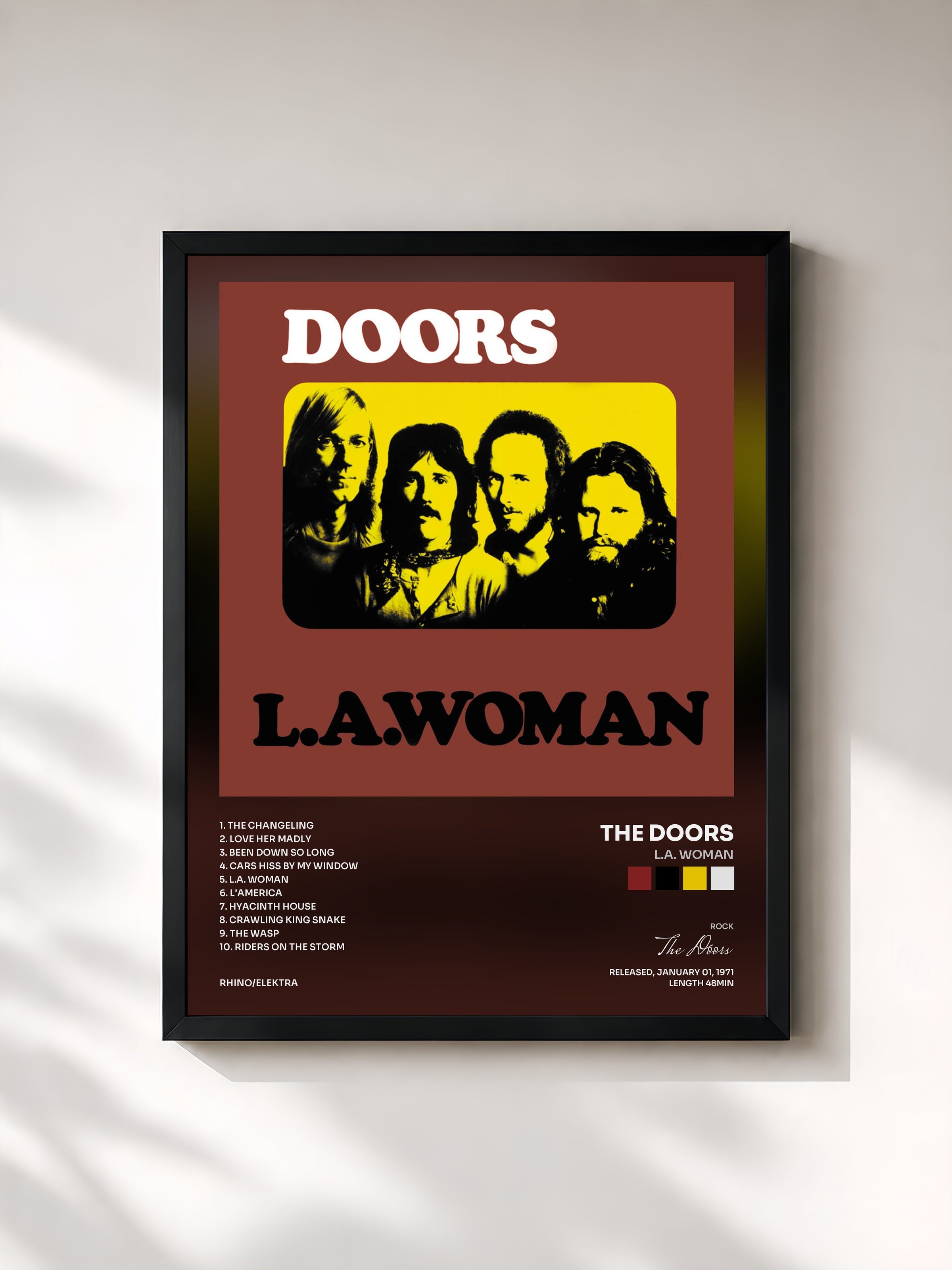 #noir Tableau de l'album L.A. Woman de The Doors, cadre noir, imprimé et encadré en France