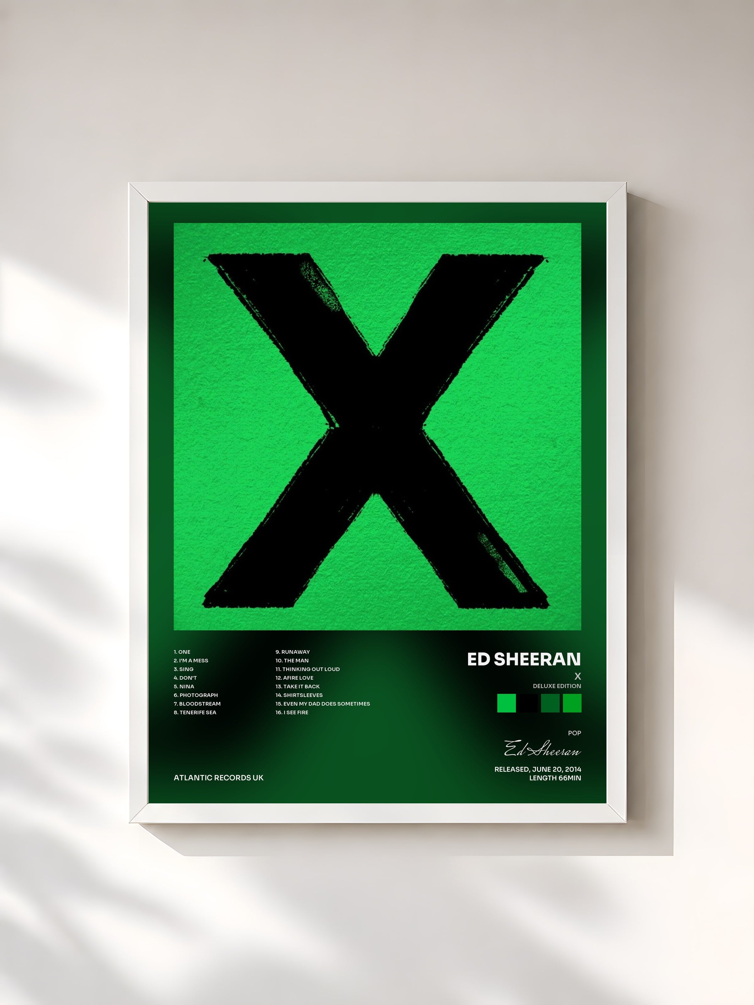 #blanc x (Deluxe Edition) von Ed Sheeran als gerahmter Kunstdruck, weißer Rahmen, gedruckt und gerahmt in Frankreich