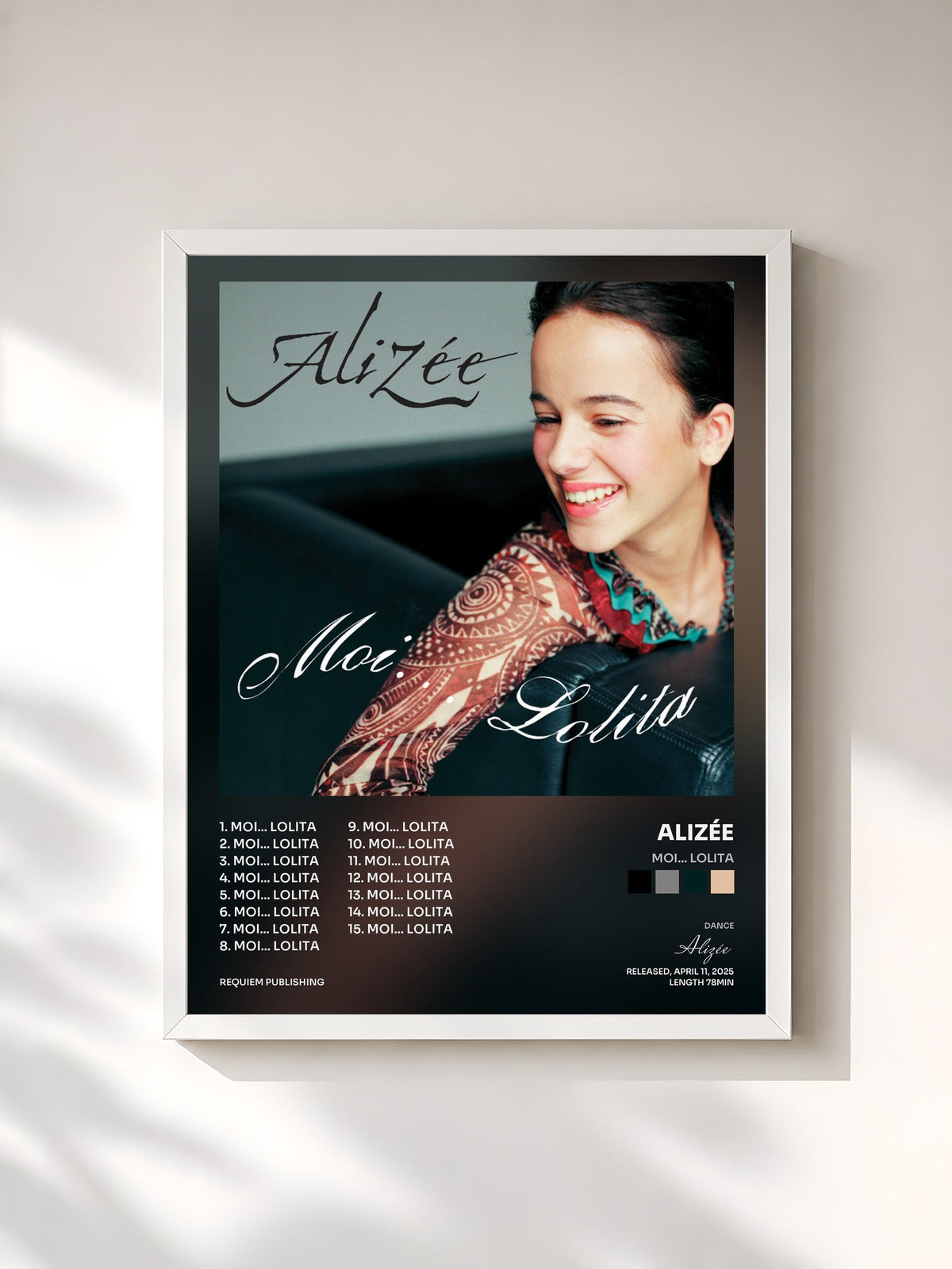 #blanc Moi... Lolita de Alizée en lámina enmarcada, marco blanco, impresa y enmarcada en Francia