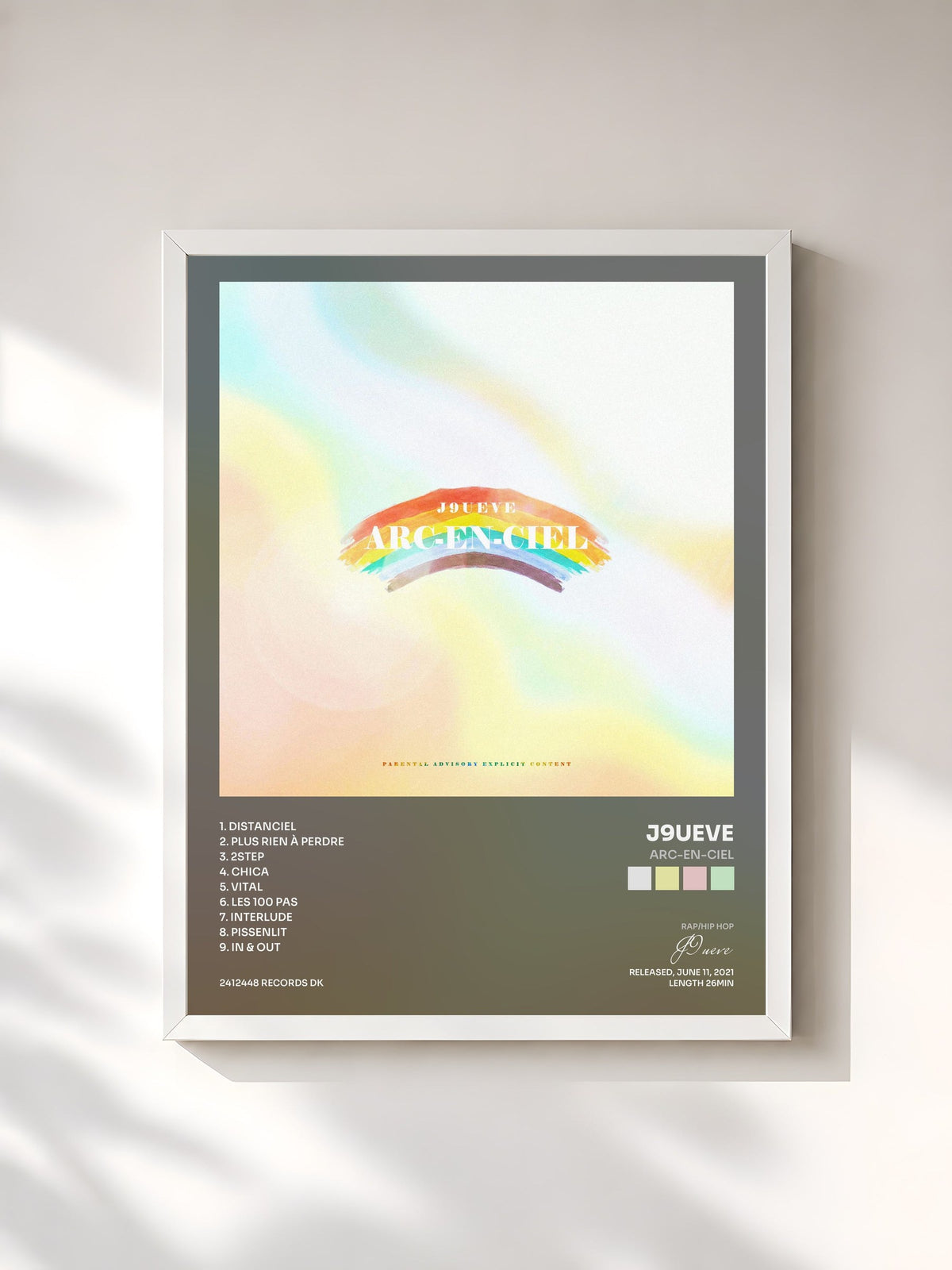 #blanc Tableau de l'album Arc-en-ciel de J9ueve, cadre blanc, imprimé et encadré en France
