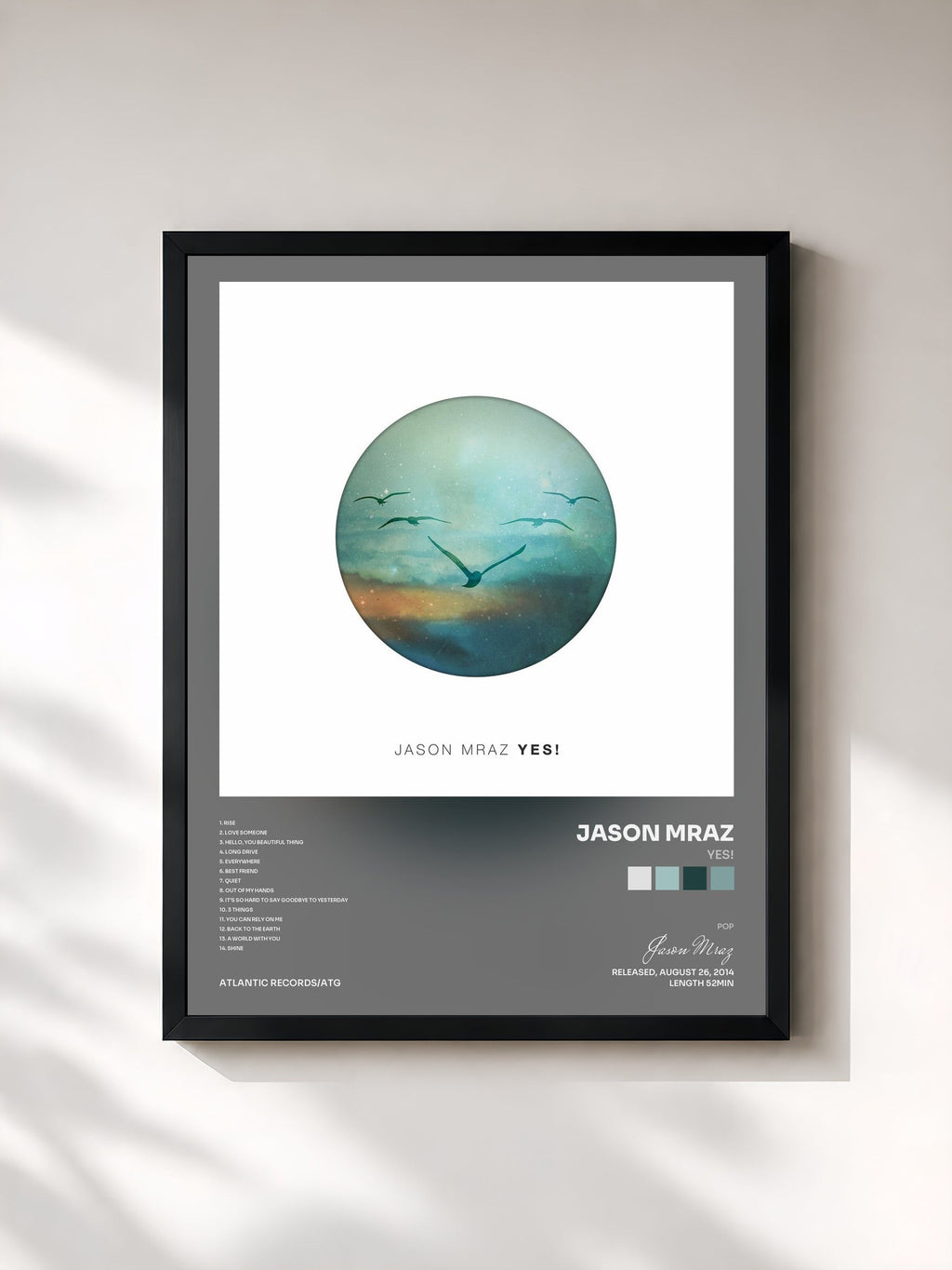 #noir YES! by Jason Mraz as a framed art print, black frame, printed and framed in France