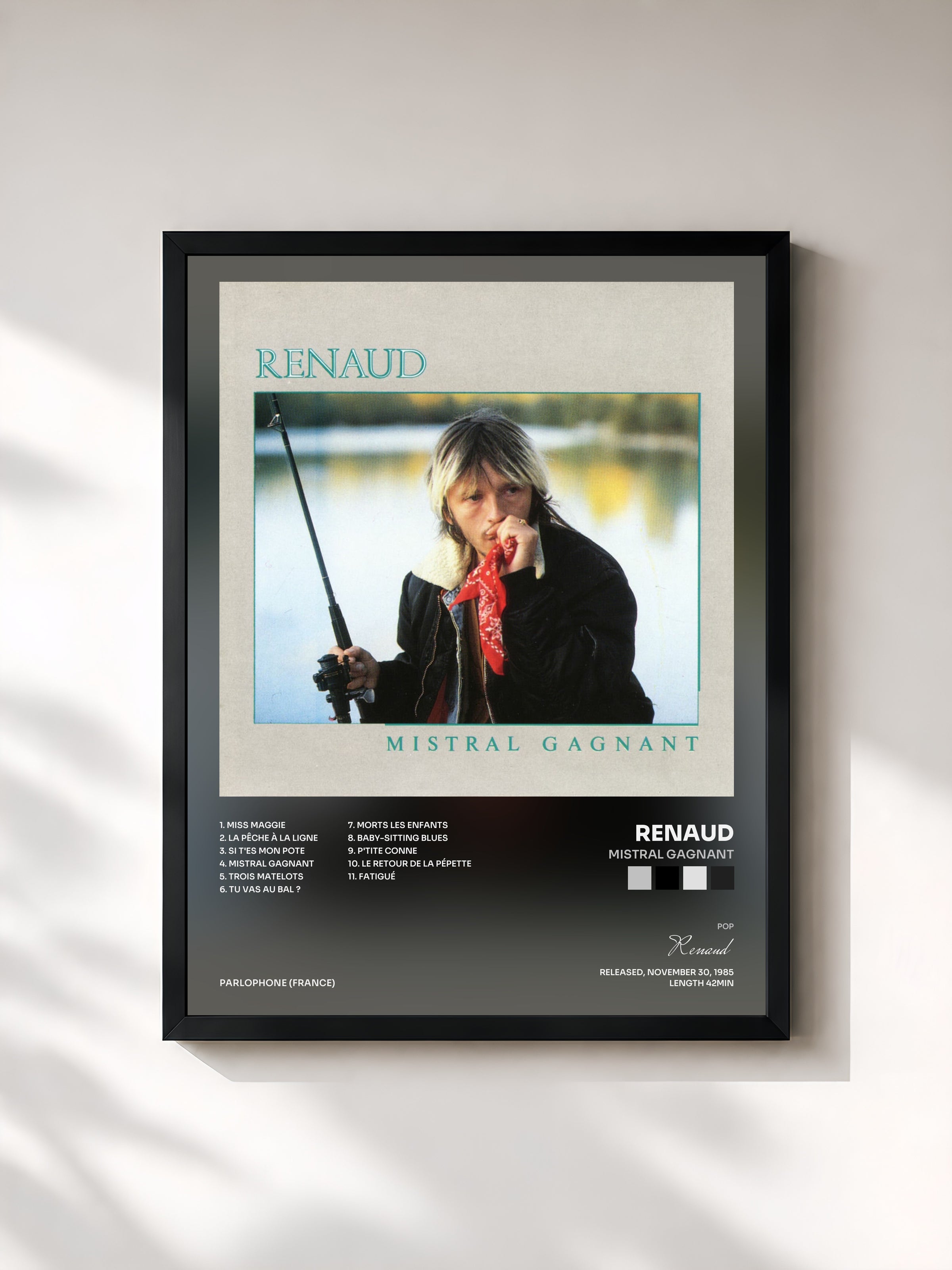 #noir Mistral gagnant by Renaud as a framed art print, black frame, printed and framed in France