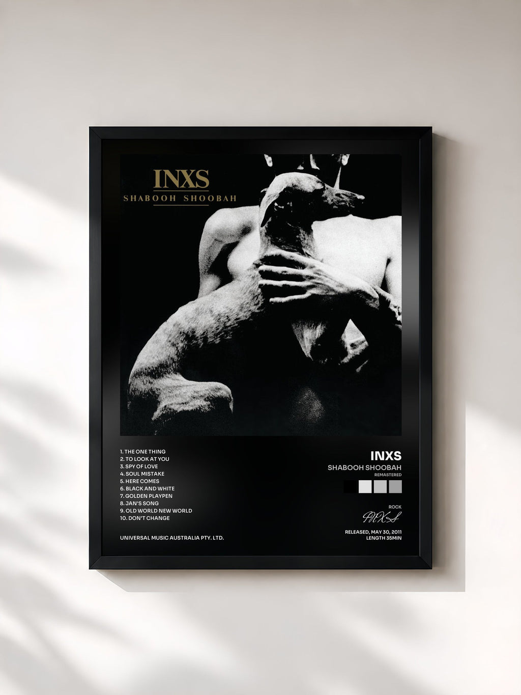 #noir Tableau de l'album Shabooh Shoobah (Remastered) de INXS, cadre noir, imprimé et encadré en France