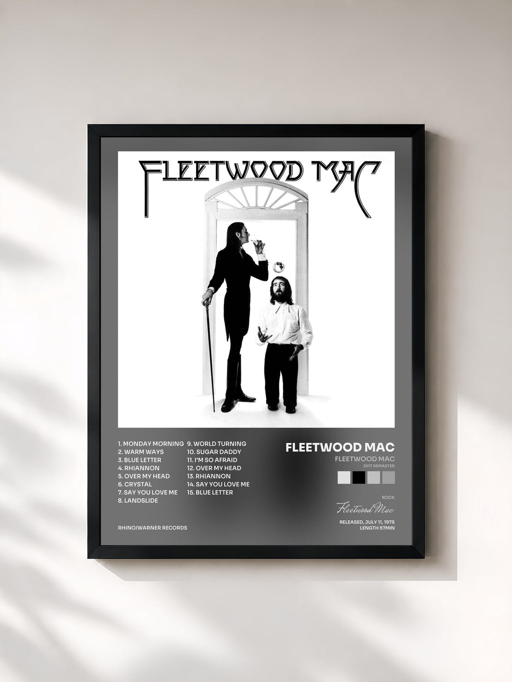 #noir Fleetwood Mac (2017 Remaster) von Fleetwood Mac als gerahmter Kunstdruck, schwarzer Rahmen, gedruckt und gerahmt in Frankreich