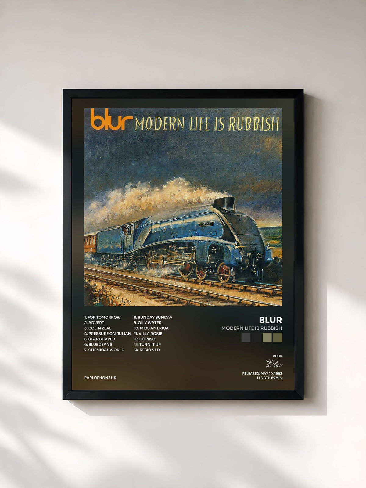 #noir Tableau de l'album Modern Life Is Rubbish de Blur, cadre noir, imprimé et encadré en France
