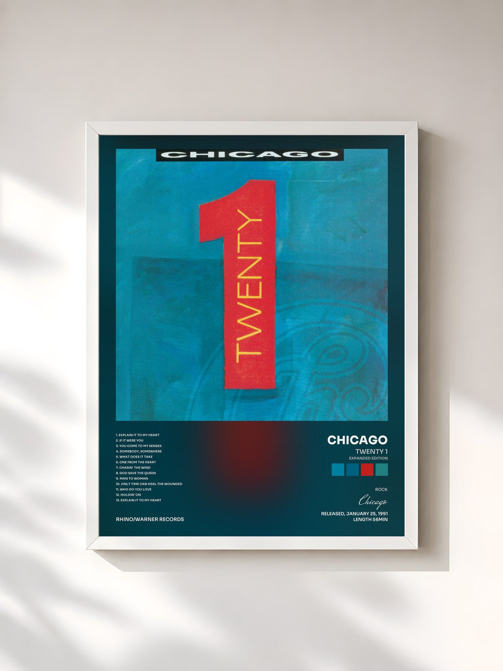 #blanc Twenty 1 (Expanded Edition) by Chicago as a framed art print, white frame, printed and framed in France
