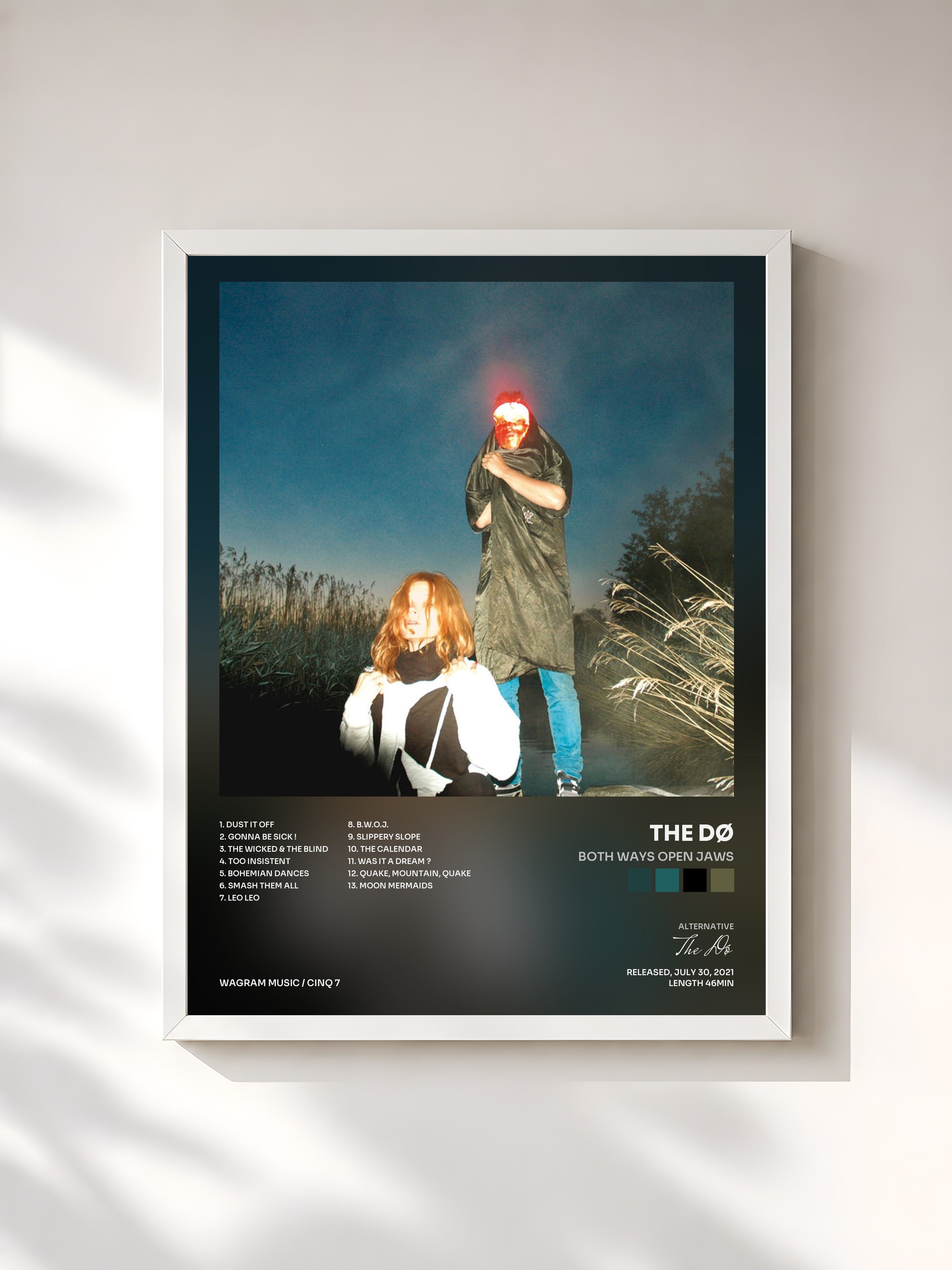 #blanc Both Ways Open Jaws by The Dø as a framed art print, white frame, printed and framed in France