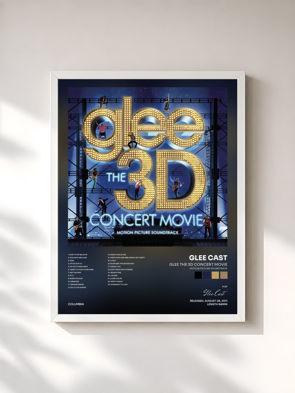 #blanc Glee The 3D Concert Movie (Motion Picture Soundtrack) de Glee Cast en lámina enmarcada, marco blanco, impresa y enmarcada en Francia