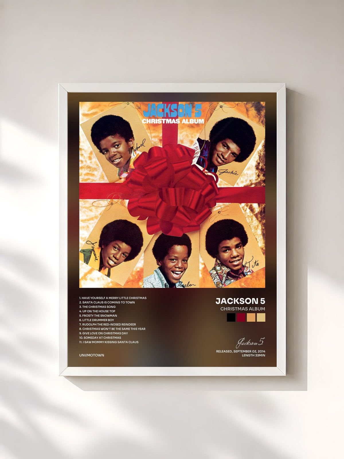 #blanc Tableau de l'album Christmas Album de Jackson 5, cadre blanc, imprimé et encadré en France