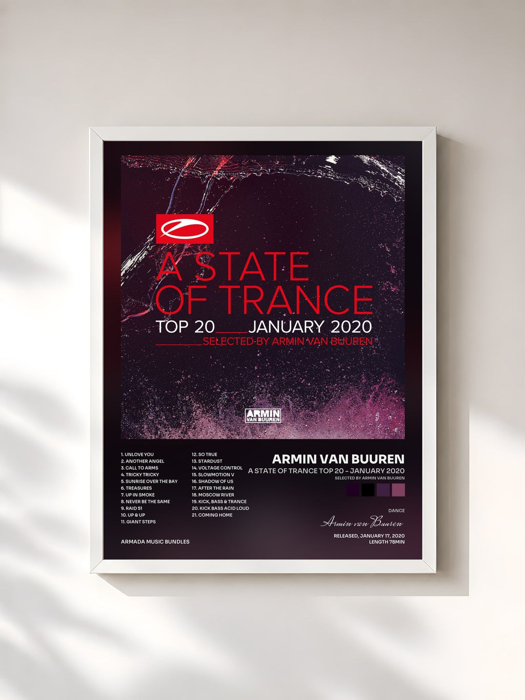#blanc A State Of Trance Top 20 - January 2020 (Selected by Armin van Buuren) von Armin van Buuren als gerahmter Kunstdruck, weißer Rahmen, gedruckt und gerahmt in Frankreich