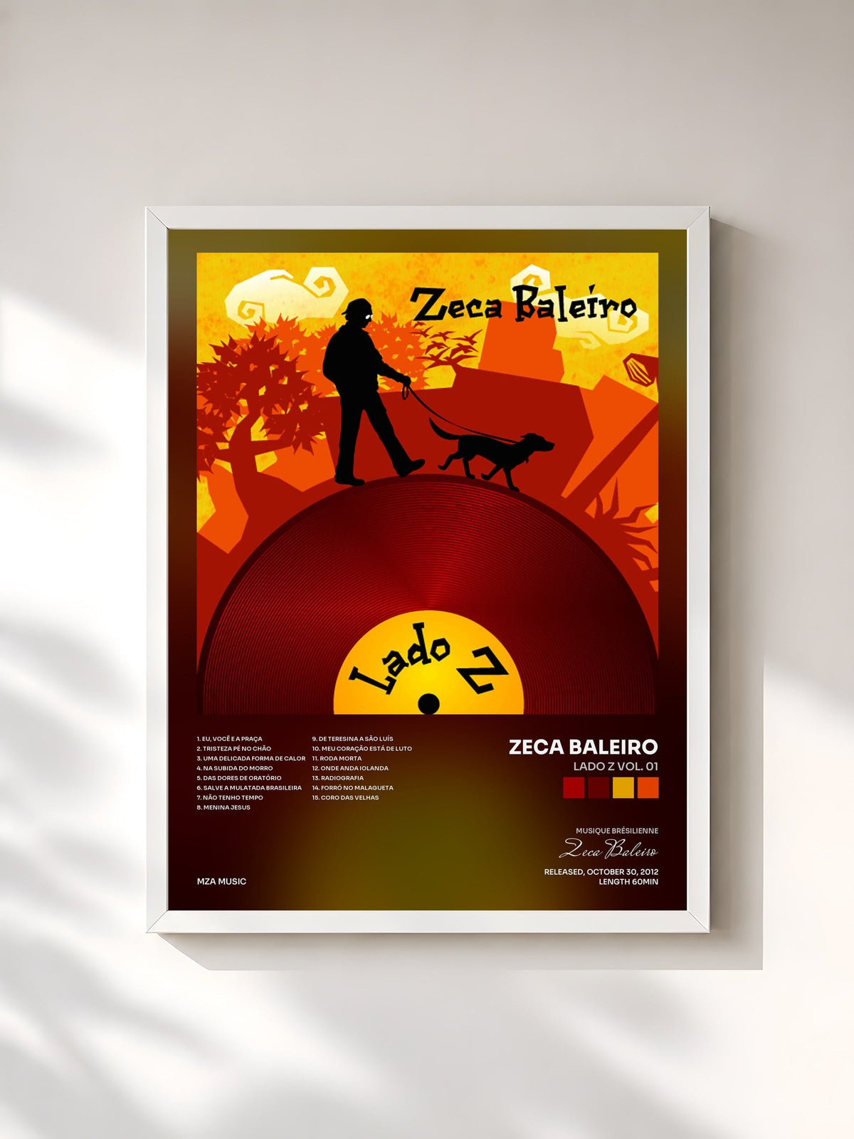 #blanc Tableau de l'album Lado Z Vol. 01 de Zeca Baleiro, cadre blanc, imprimé et encadré en France