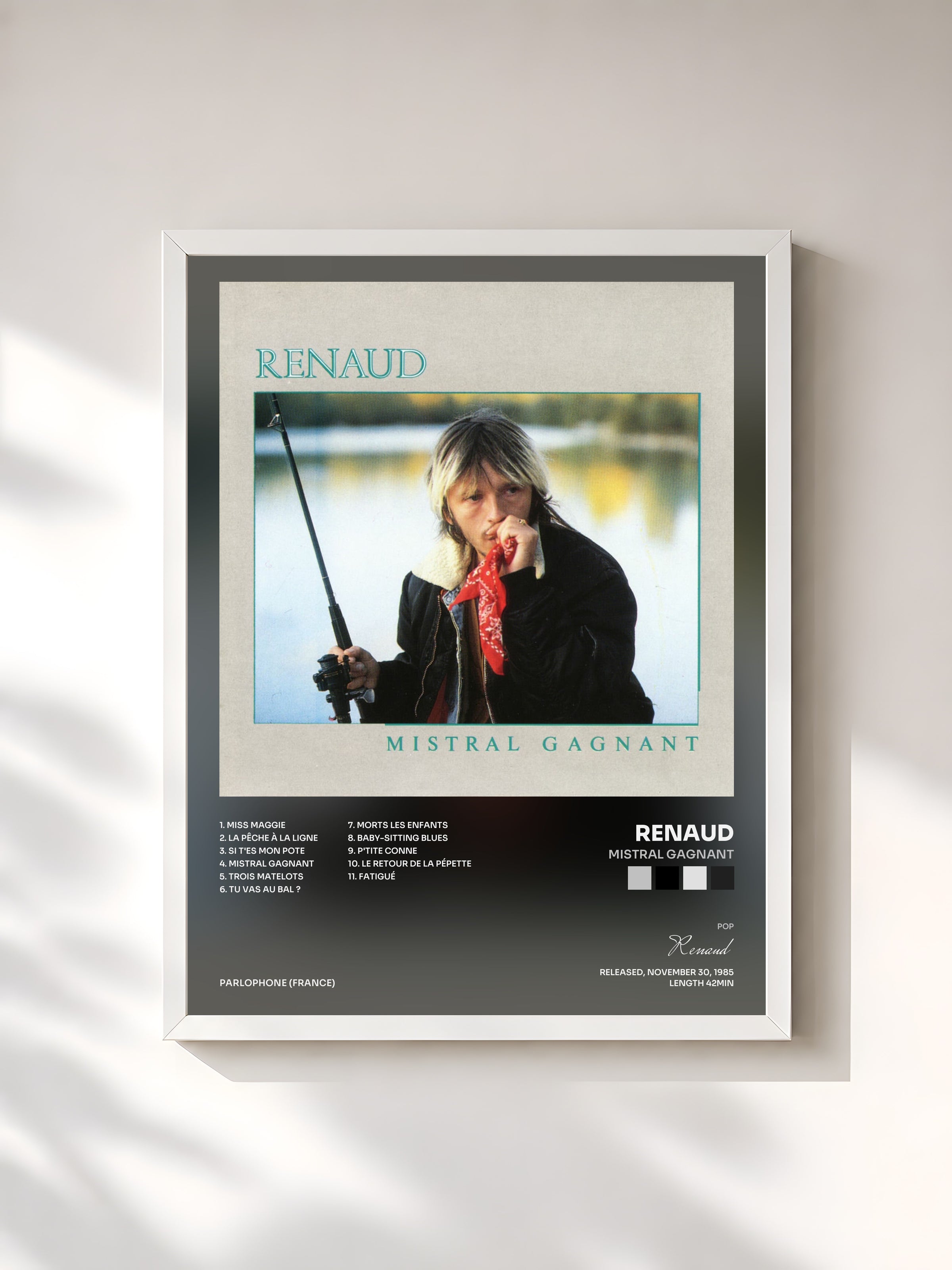 #blanc Mistral gagnant by Renaud as a framed art print, white frame, printed and framed in France