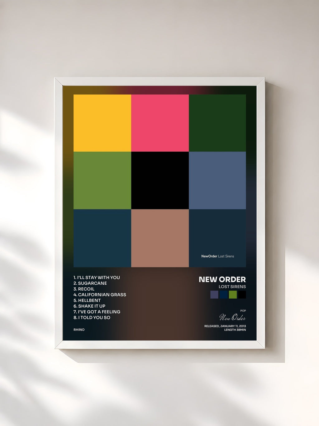 #blanc Lost Sirens di New Order in stampa incorniciata, cornice bianca, stampata e incorniciata in Francia