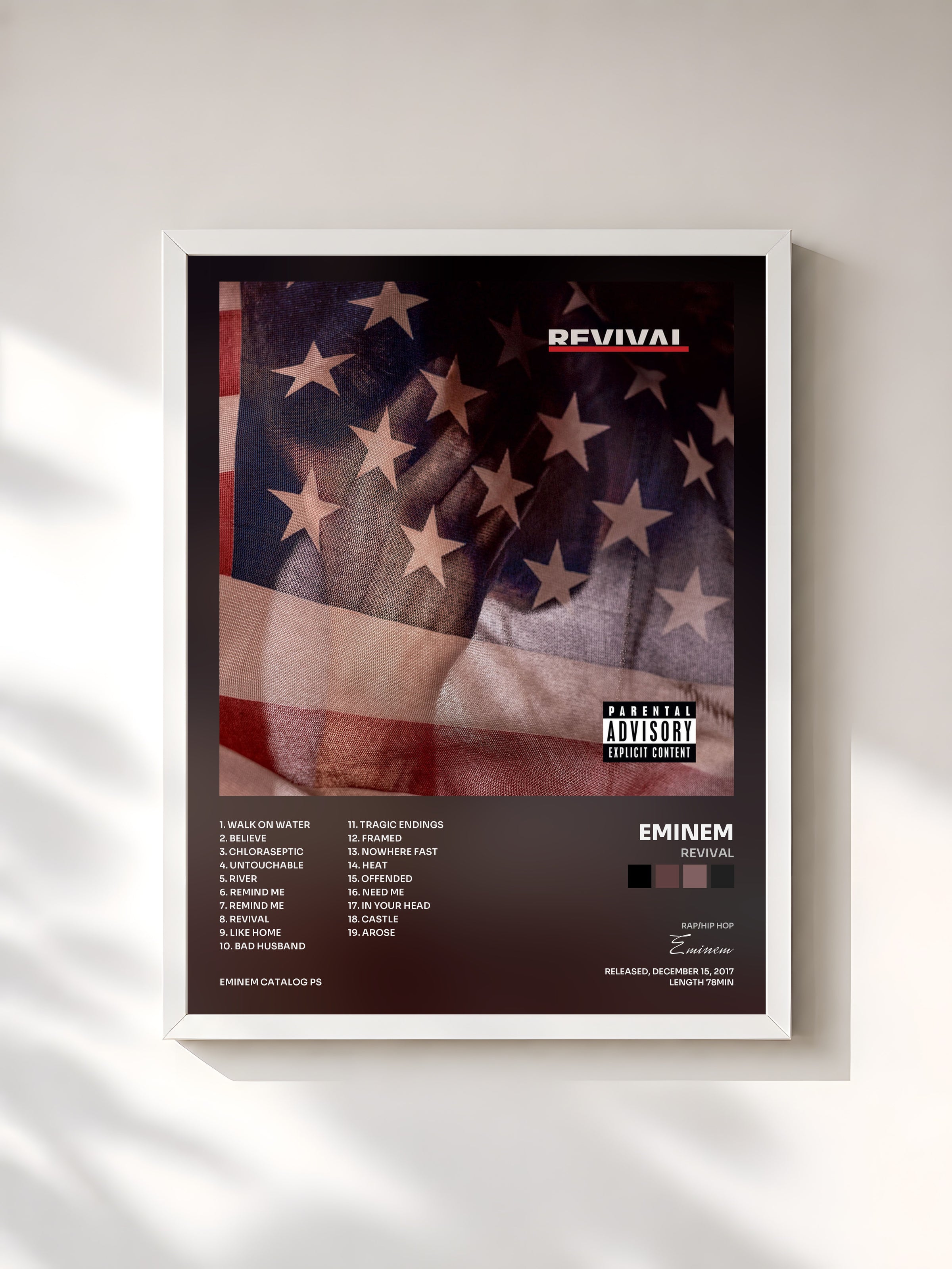 #blanc Revival di Eminem in stampa incorniciata, cornice bianca, stampata e incorniciata in Francia