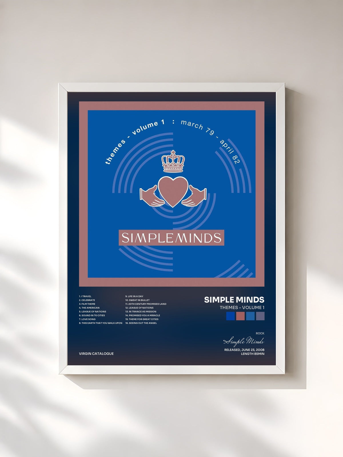#blanc Themes - Volume 1 di Simple Minds in stampa incorniciata, cornice bianca, stampata e incorniciata in Francia