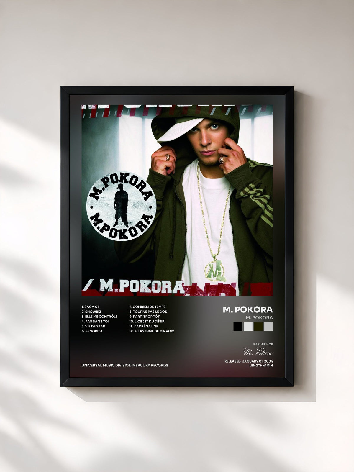 #noir M. Pokora di M. Pokora in stampa incorniciata, cornice nera, stampata e incorniciata in Francia