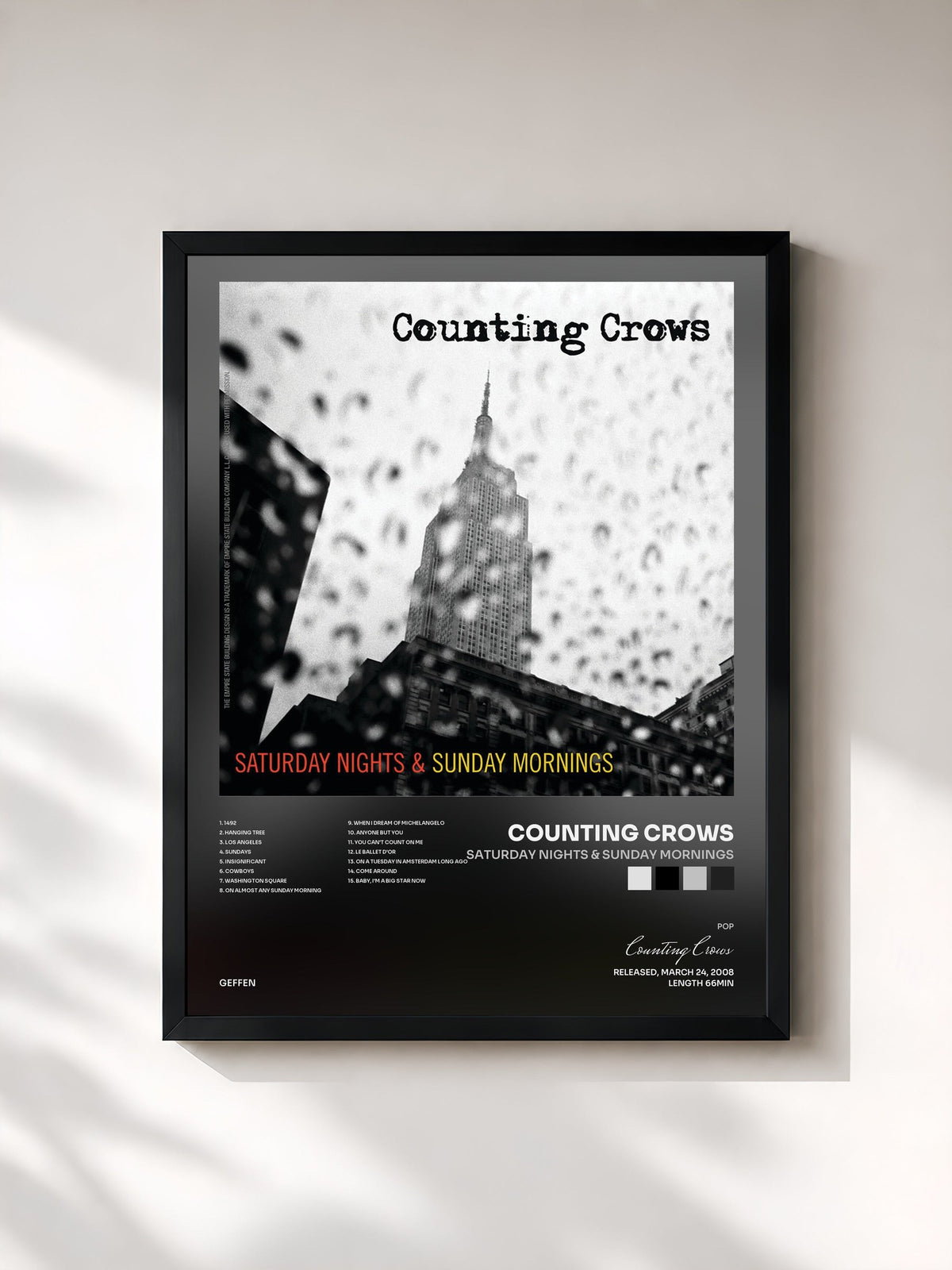 #noir Saturday Nights & Sunday Mornings von Counting Crows als gerahmter Kunstdruck, schwarzer Rahmen, gedruckt und gerahmt in Frankreich