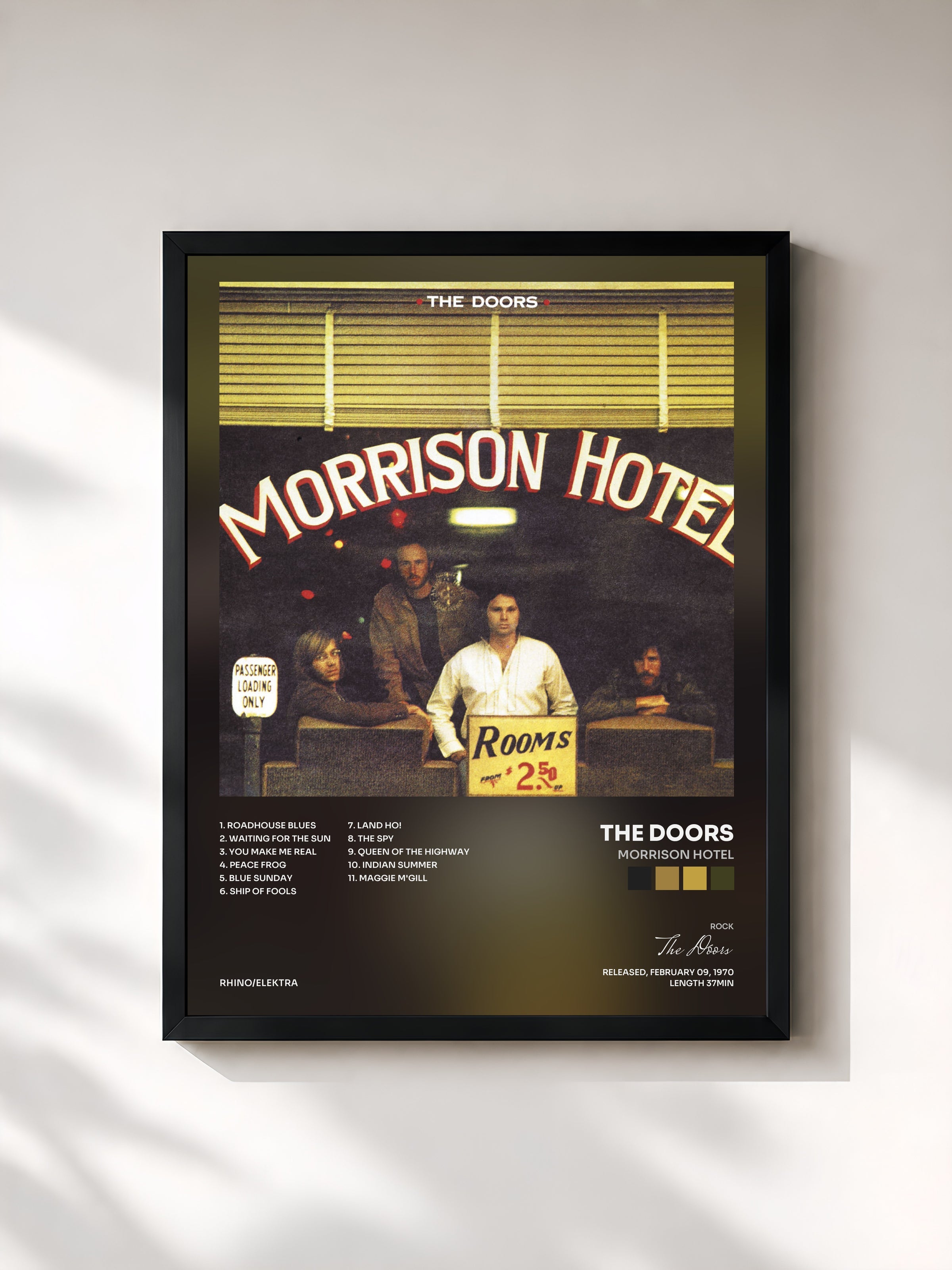 #noir Morrison Hotel de The Doors en lámina enmarcada, marco negro, impresa y enmarcada en Francia