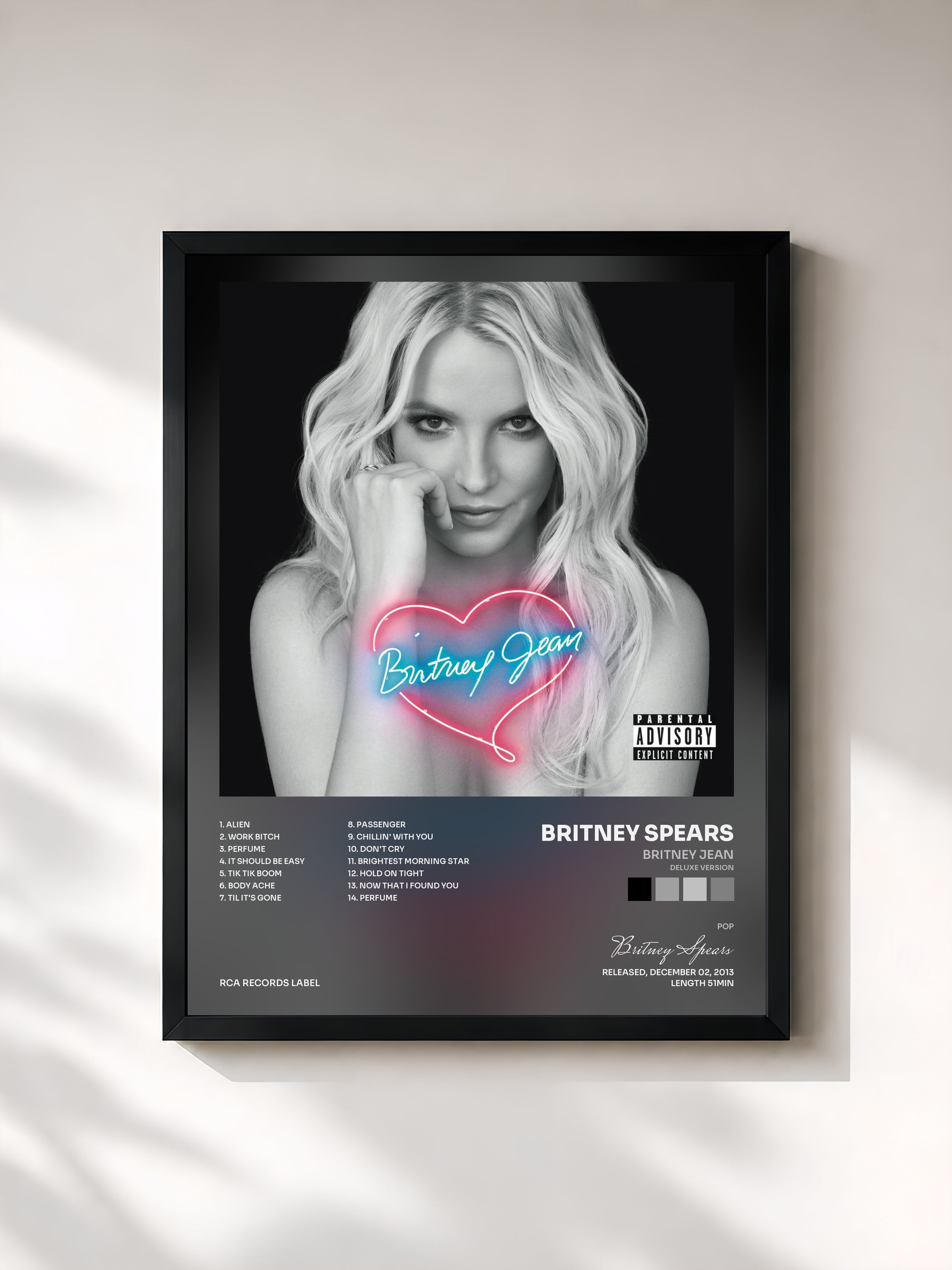 #noir Britney Jean (Deluxe Version) de Britney Spears en lámina enmarcada, marco negro, impresa y enmarcada en Francia