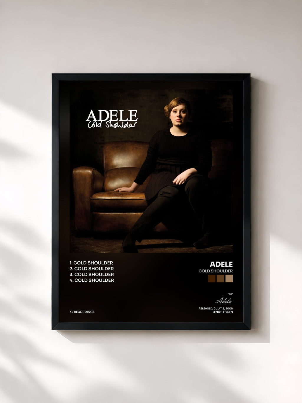 #noir Tableau de l'album Cold Shoulder de Adele, cadre noir, imprimé et encadré en France