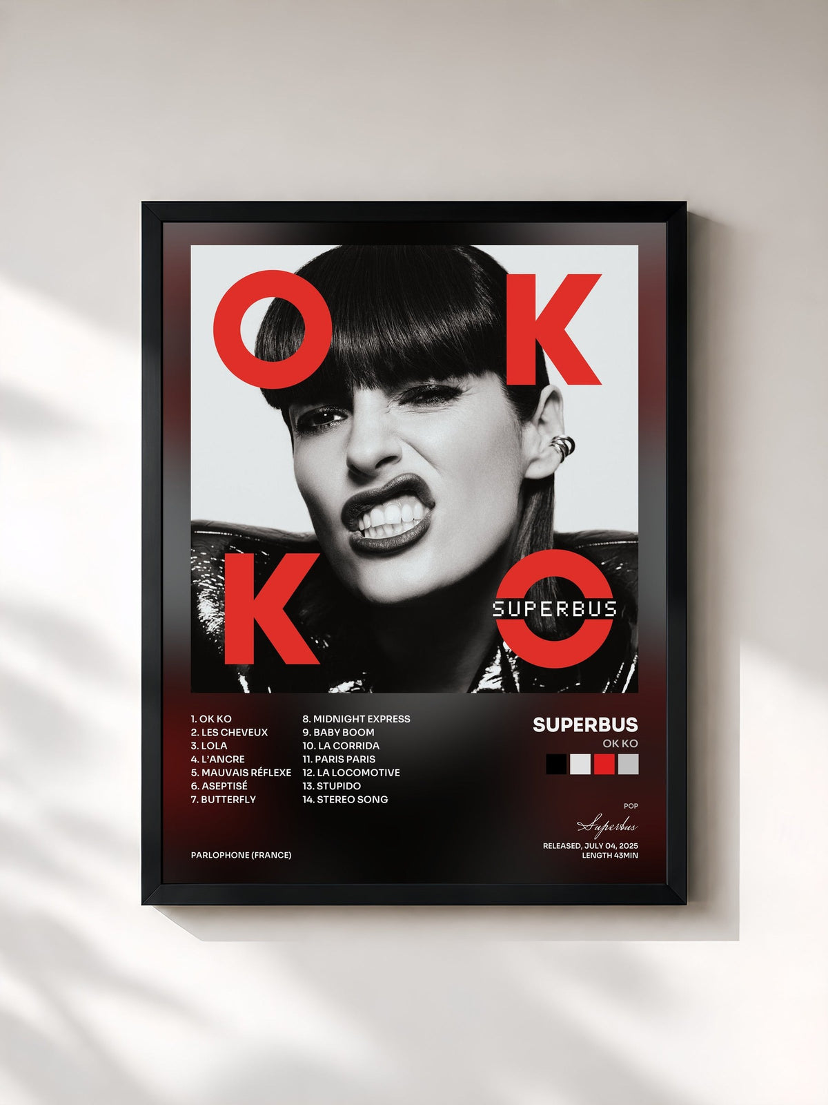 #noir OK KO di Superbus in stampa incorniciata, cornice nera, stampata e incorniciata in Francia