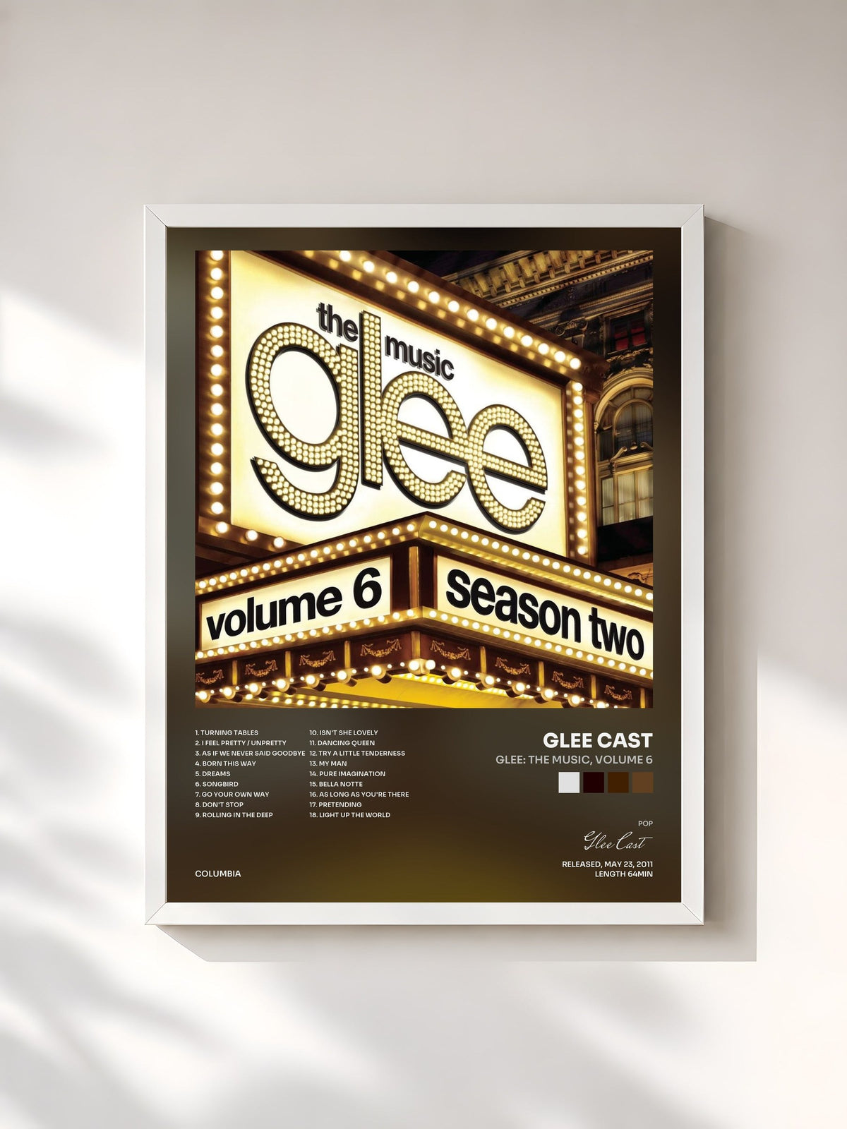 #blanc Glee: The Music, Volume 6 by Glee Cast as a framed art print, white frame, printed and framed in France