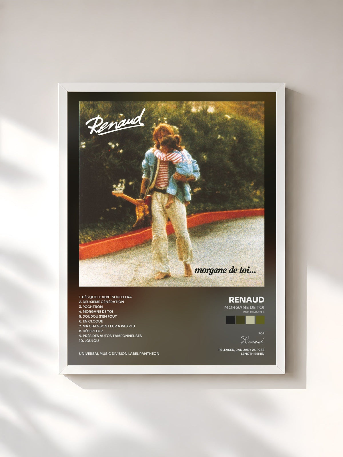 #blanc Tableau de l'album Morgane De Toi (2013 Remaster) de Renaud, cadre blanc, imprimé et encadré en France