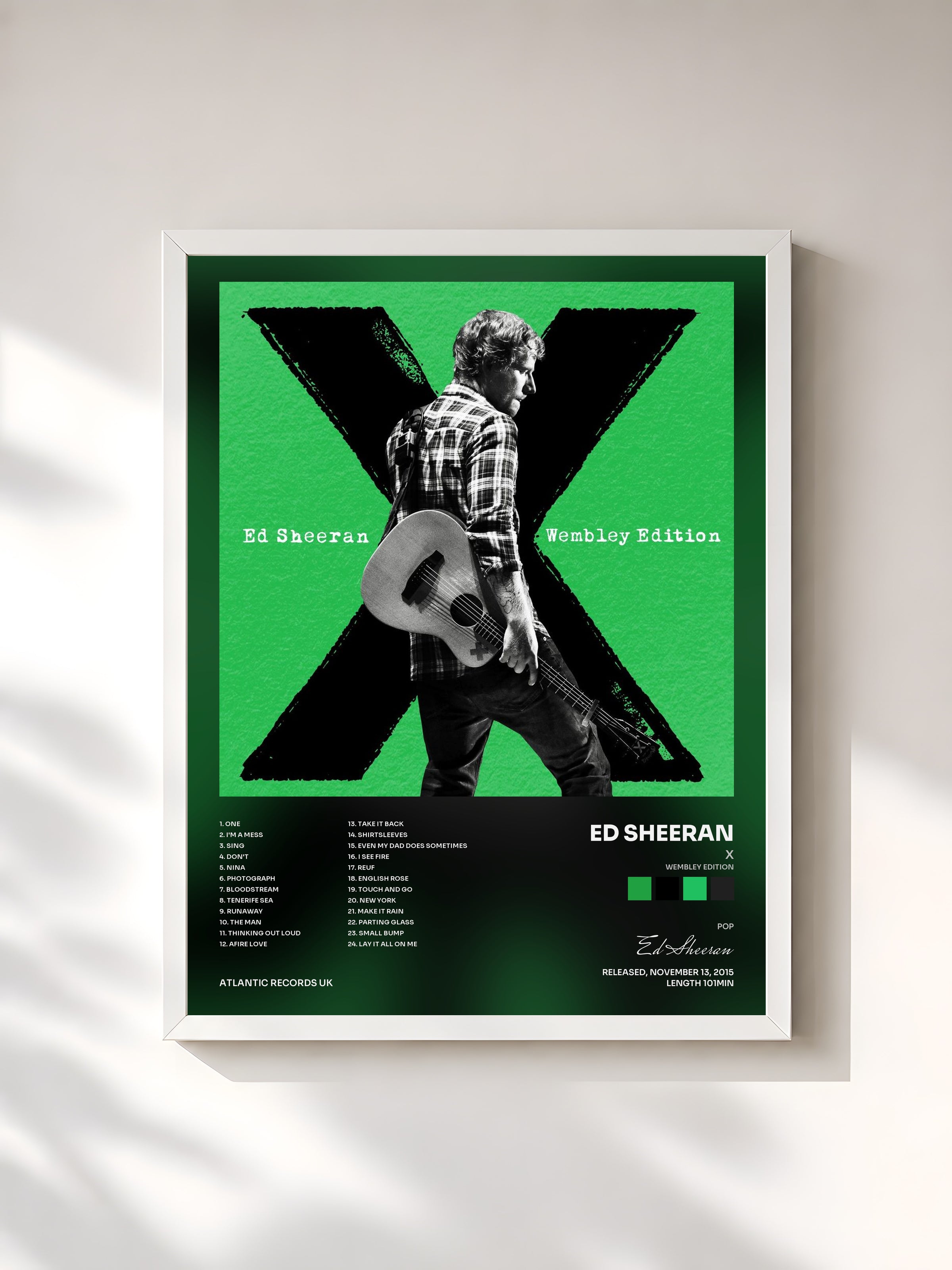#blanc x (Wembley Edition) de Ed Sheeran en lámina enmarcada, marco blanco, impresa y enmarcada en Francia