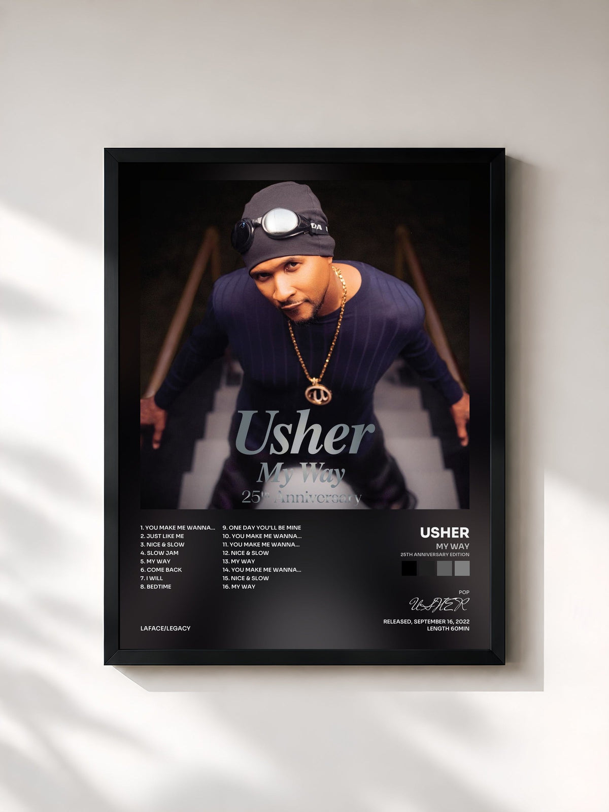 #noir Tableau de l'album My Way (25th Anniversary Edition) de USHER, cadre noir, imprimé et encadré en France