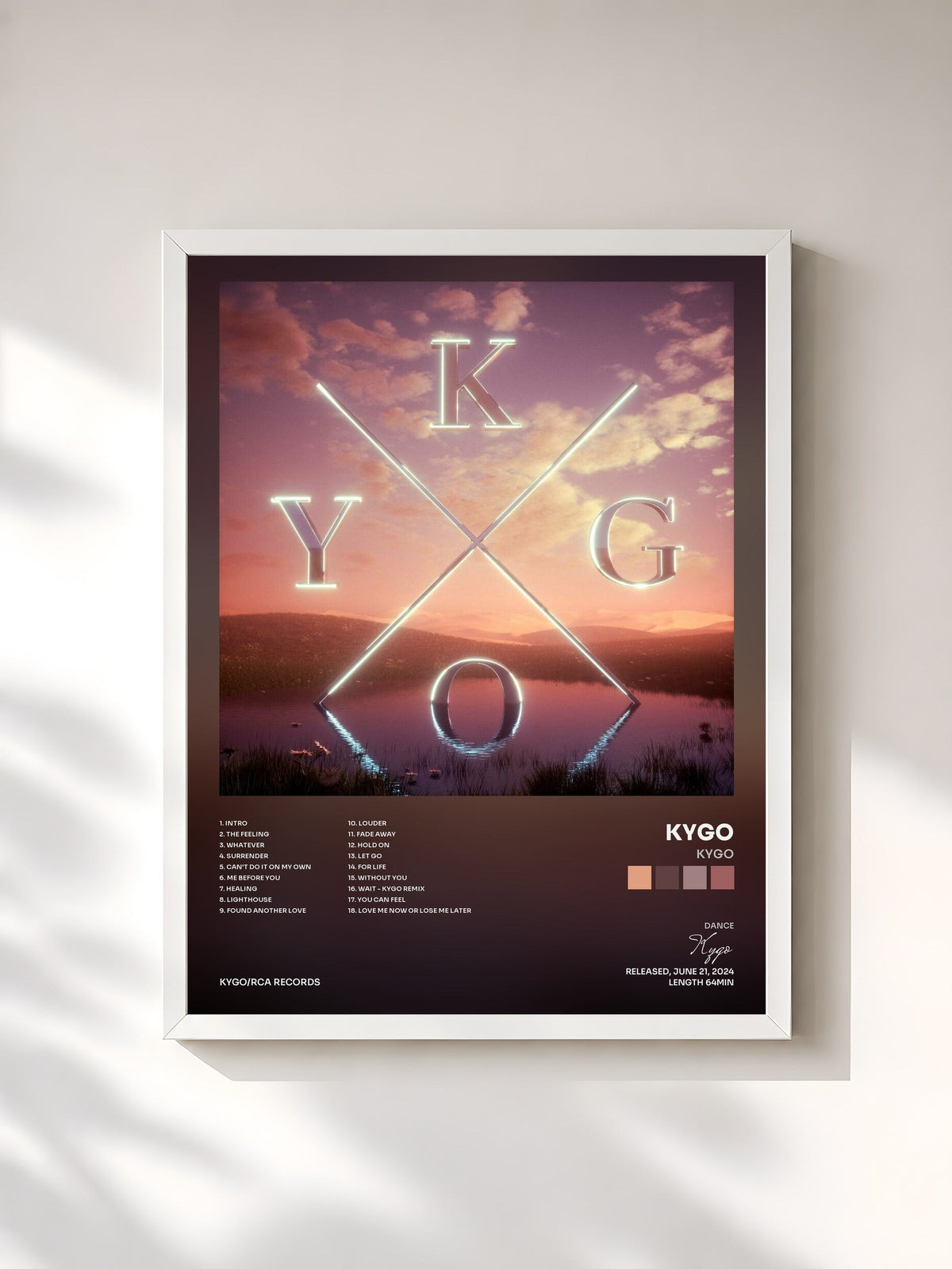 #blanc Tableau de l'album KYGO de Kygo, cadre blanc, imprimé et encadré en France