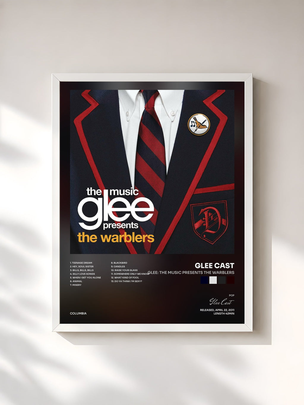 #blanc Glee: The Music presents The Warblers di Glee Cast in stampa incorniciata, cornice bianca, stampata e incorniciata in Francia