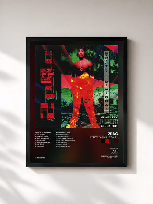 #noir Tableau de l'album Strictly 4 My N.I.G.G.A.Z... de 2Pac, cadre noir, imprimé et encadré en France
