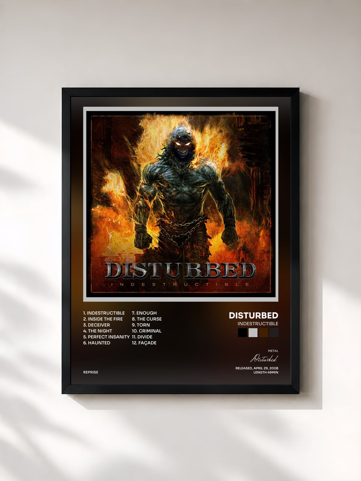 #noir Indestructible by Disturbed as a framed art print, black frame, printed and framed in France