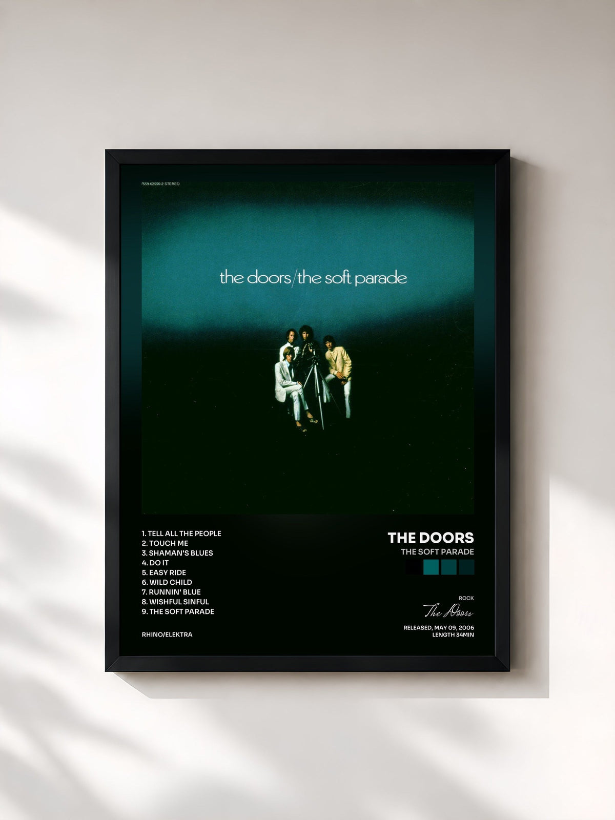 #noir Tableau de l'album The Soft Parade de The Doors, cadre noir, imprimé et encadré en France