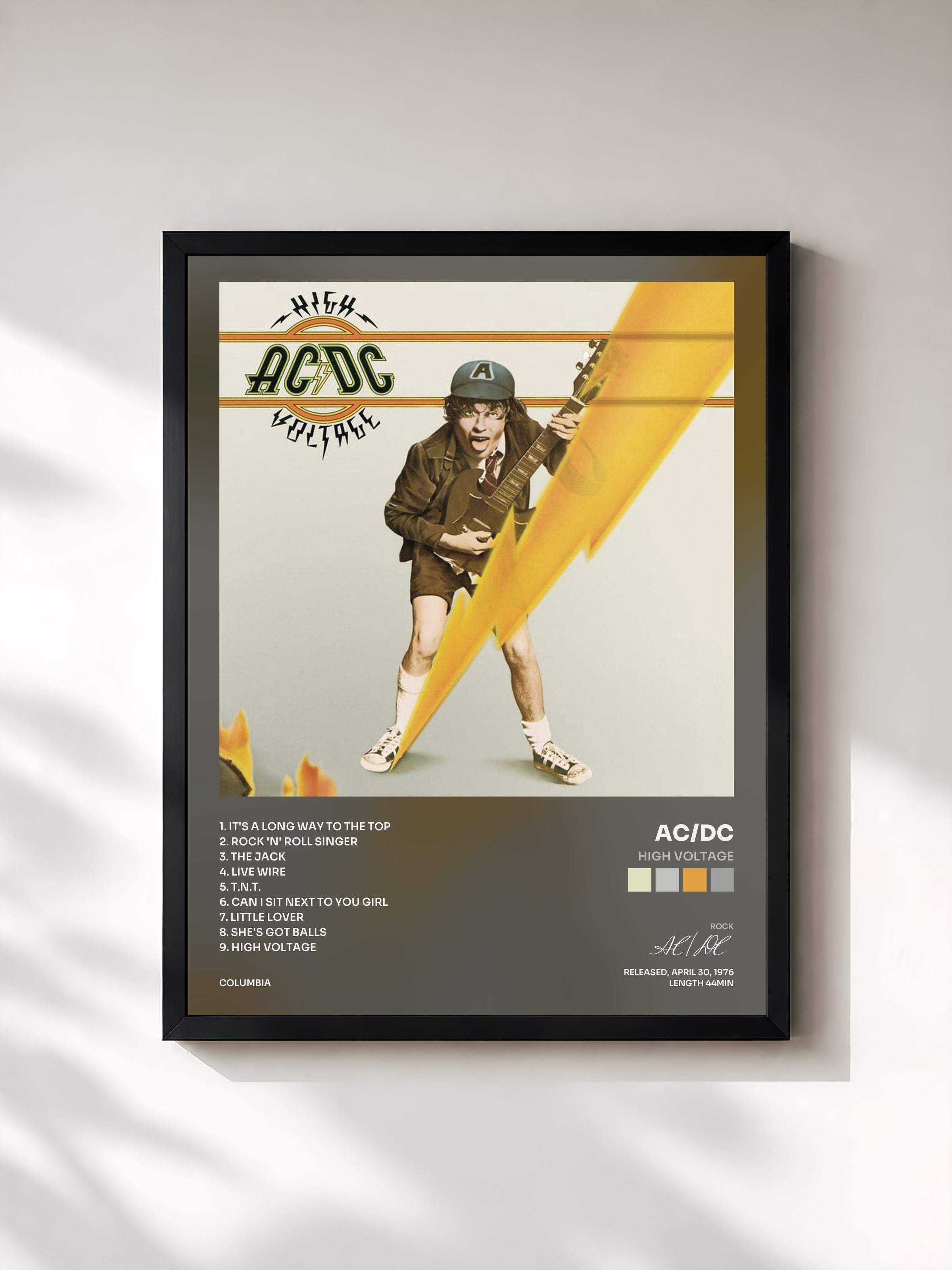 #noir High Voltage by AC/DC as a framed art print, black frame, printed and framed in France