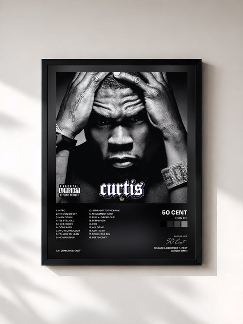 #noir Tableau de l'album Curtis de 50 Cent, cadre noir, imprimé et encadré en France