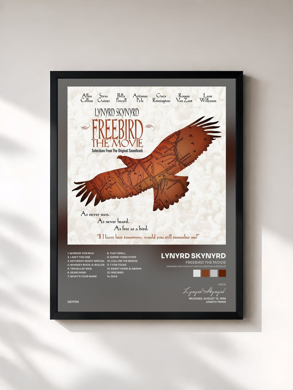 #noir Freebird The Movie (Original Motion Picture Soundtrack/Reissue) von Lynyrd Skynyrd als gerahmter Kunstdruck, schwarzer Rahmen, gedruckt und gerahmt in Frankreich
