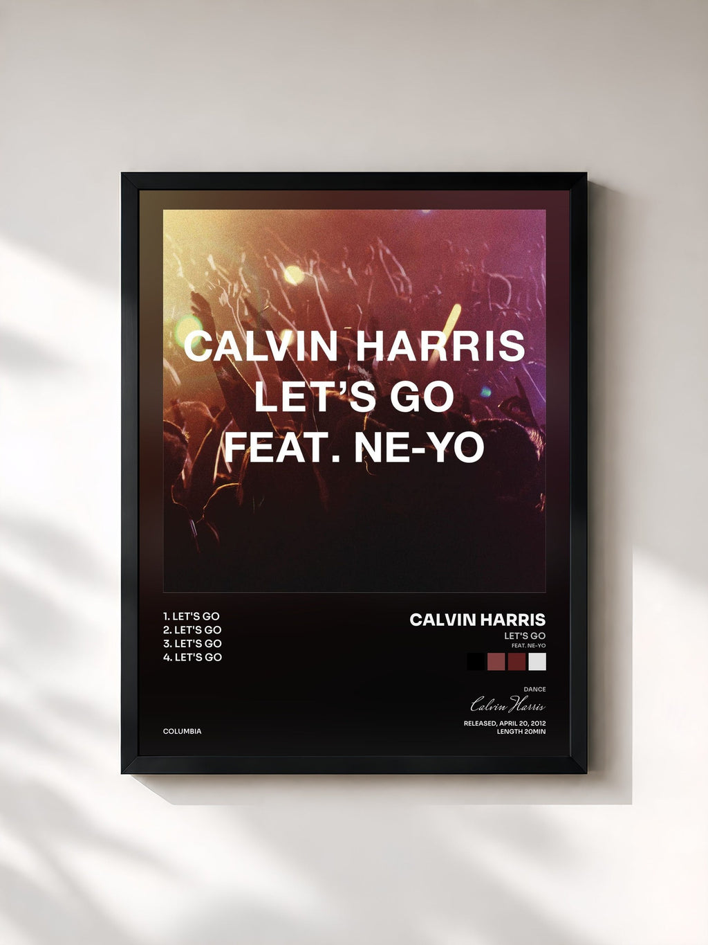 #noir Tableau de l'album Let's Go (feat. Ne-Yo) de Calvin Harris, cadre noir, imprimé et encadré en France
