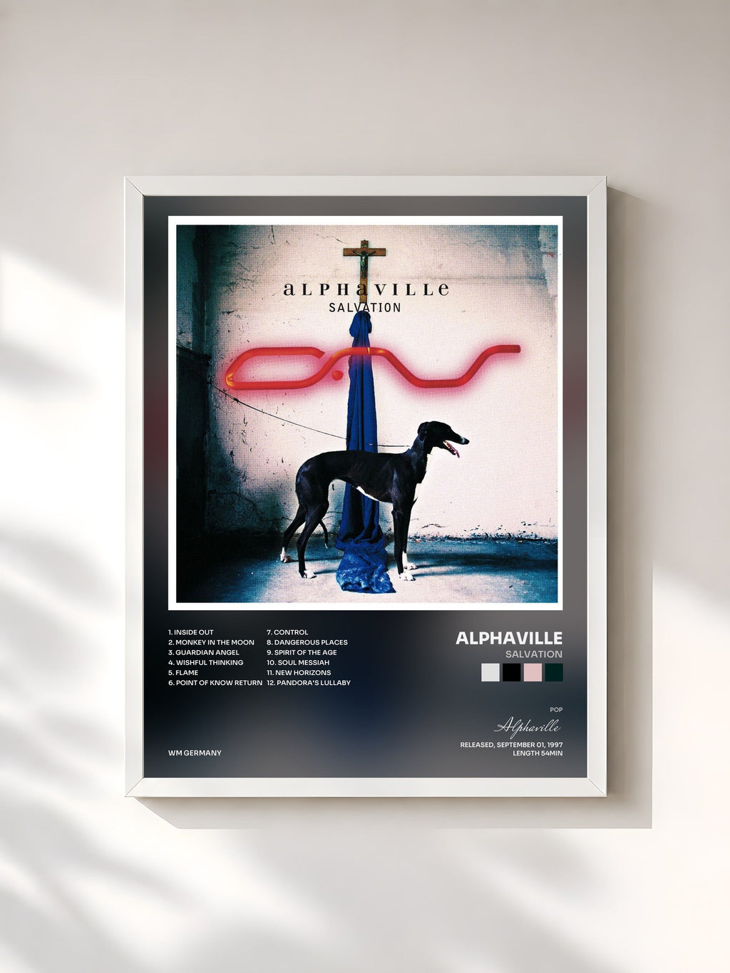 #blanc Salvation von Alphaville als gerahmter Kunstdruck, weißer Rahmen, gedruckt und gerahmt in Frankreich