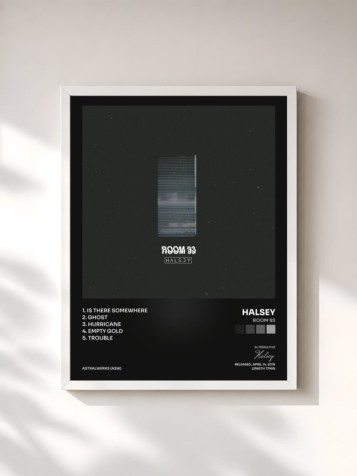 #blanc Tableau de l'album Room 93 de Halsey, cadre blanc, imprimé et encadré en France