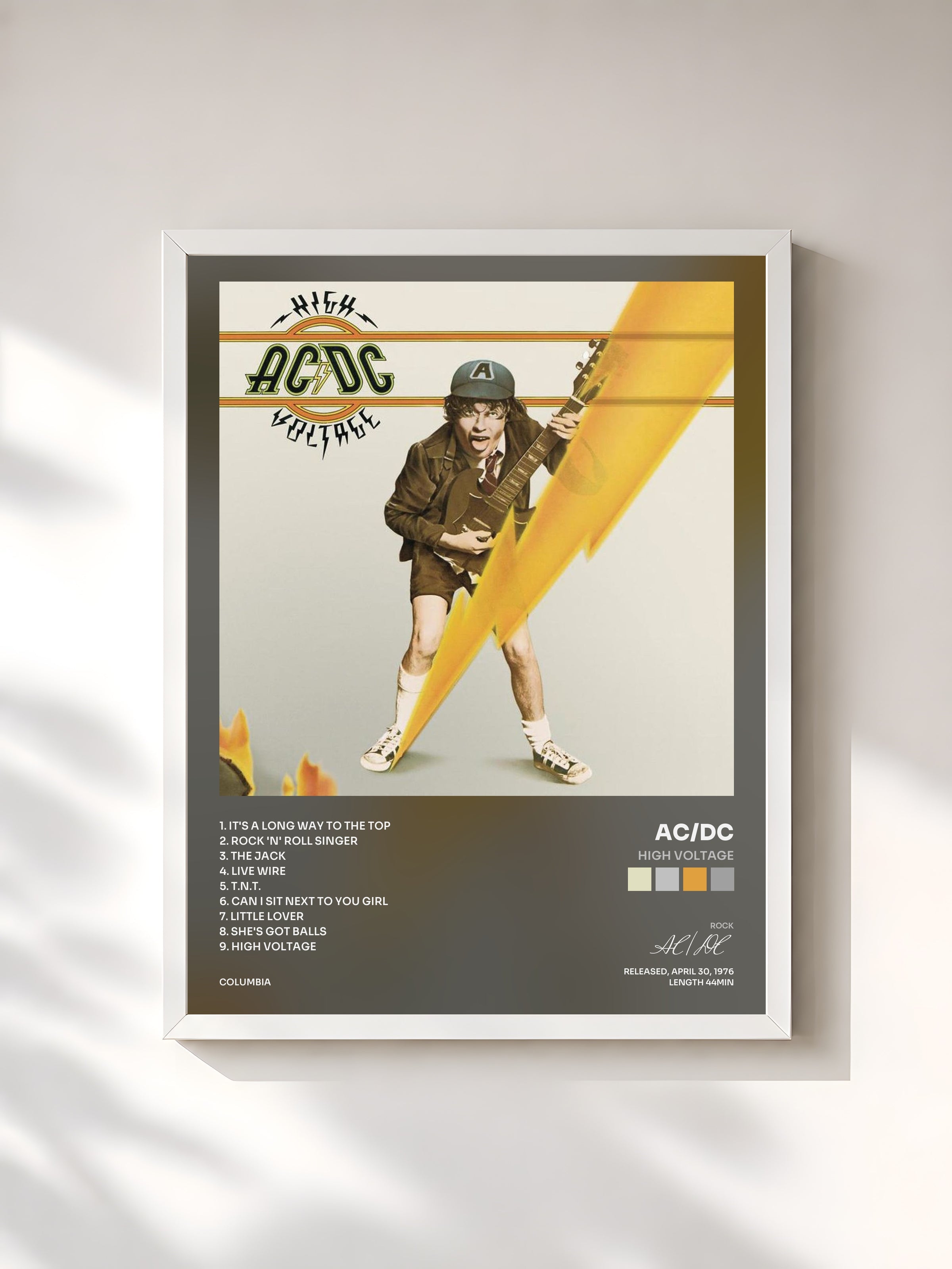 #blanc High Voltage by AC/DC as a framed art print, white frame, printed and framed in France