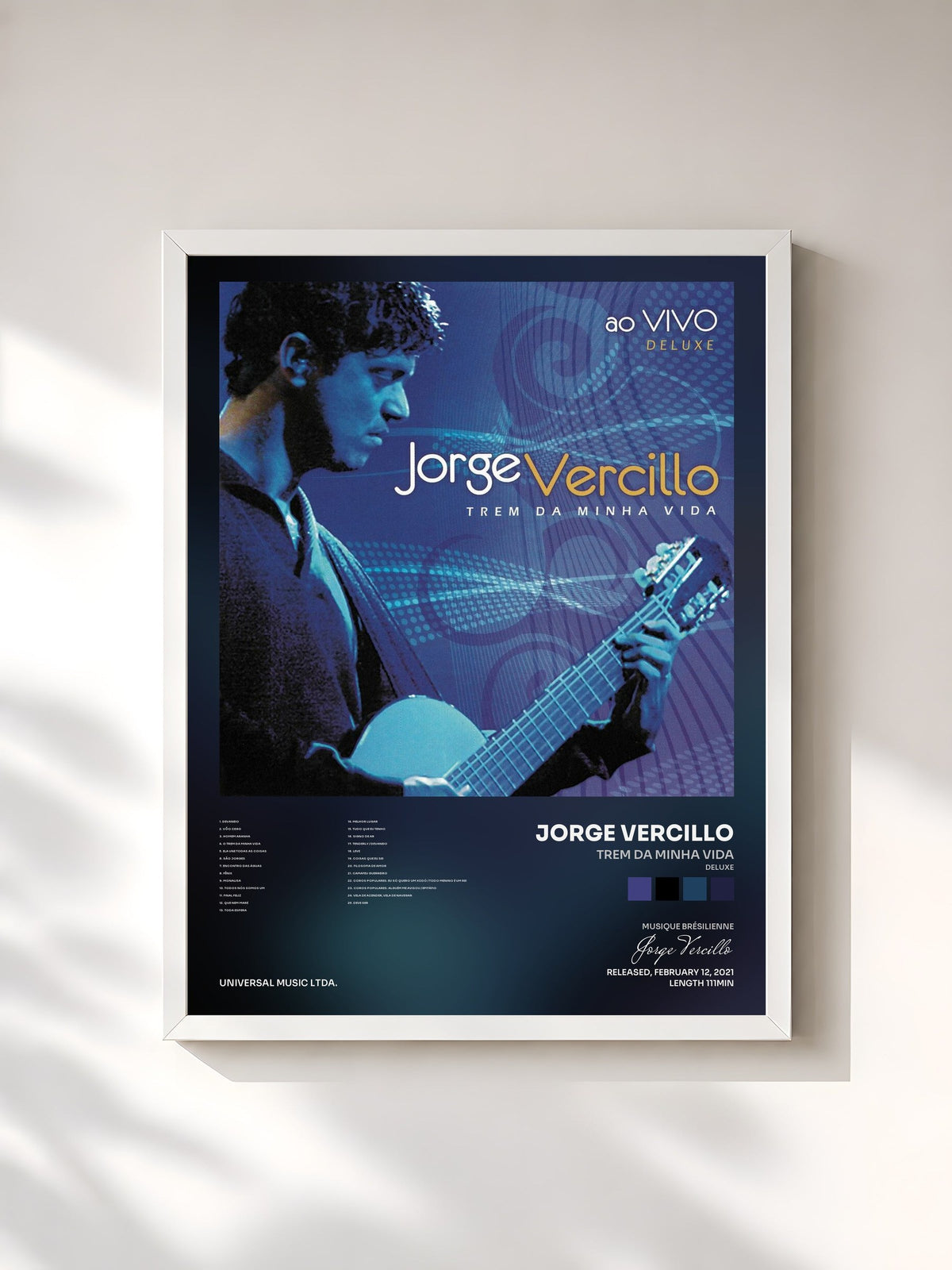 #blanc Tableau de l'album Trem Da Minha Vida (Deluxe) de Jorge Vercillo, cadre blanc, imprimé et encadré en France