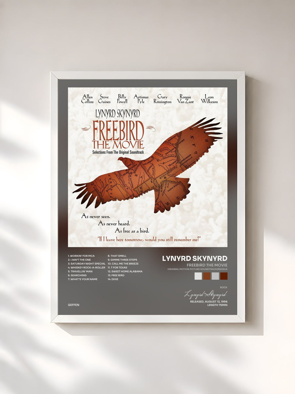 #blanc Freebird The Movie (Original Motion Picture Soundtrack/Reissue) von Lynyrd Skynyrd als gerahmter Kunstdruck, weißer Rahmen, gedruckt und gerahmt in Frankreich