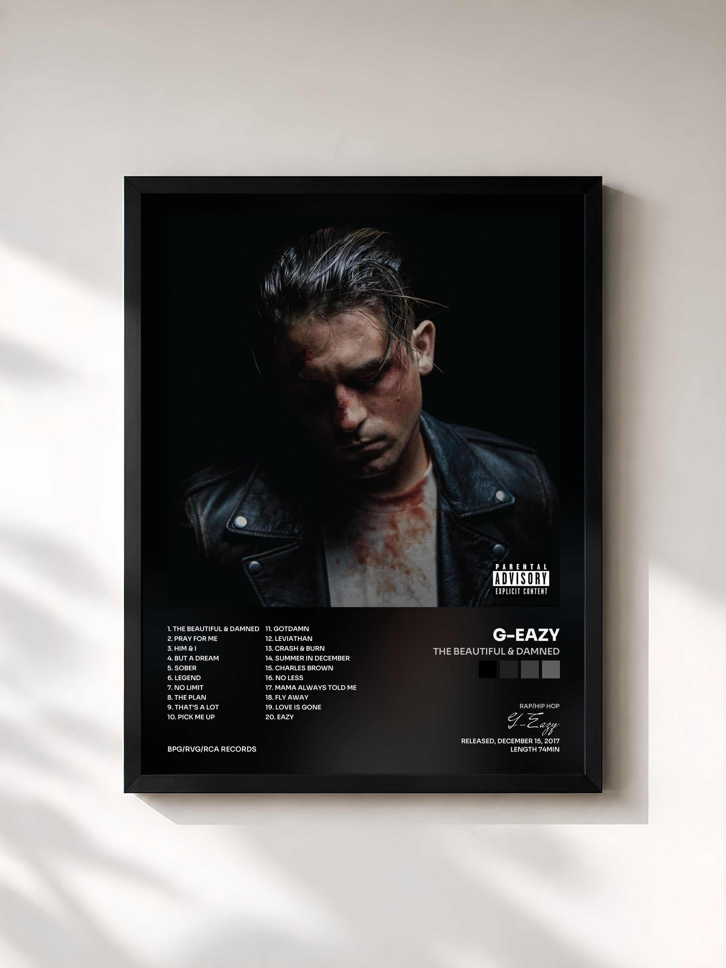 #noir The Beautiful & Damned by G-Eazy as a framed art print, black frame, printed and framed in France