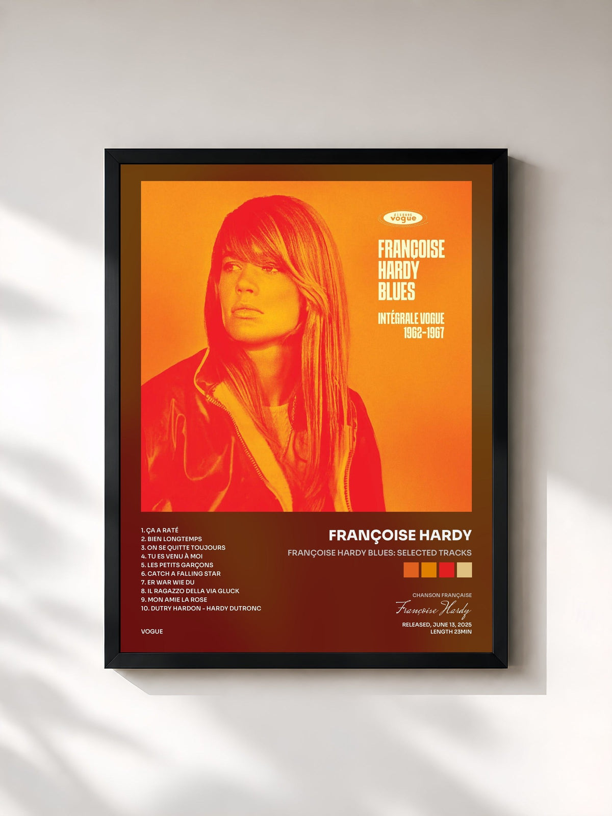 #noir Françoise Hardy Blues: Selected Tracks von Françoise Hardy als gerahmter Kunstdruck, schwarzer Rahmen, gedruckt und gerahmt in Frankreich