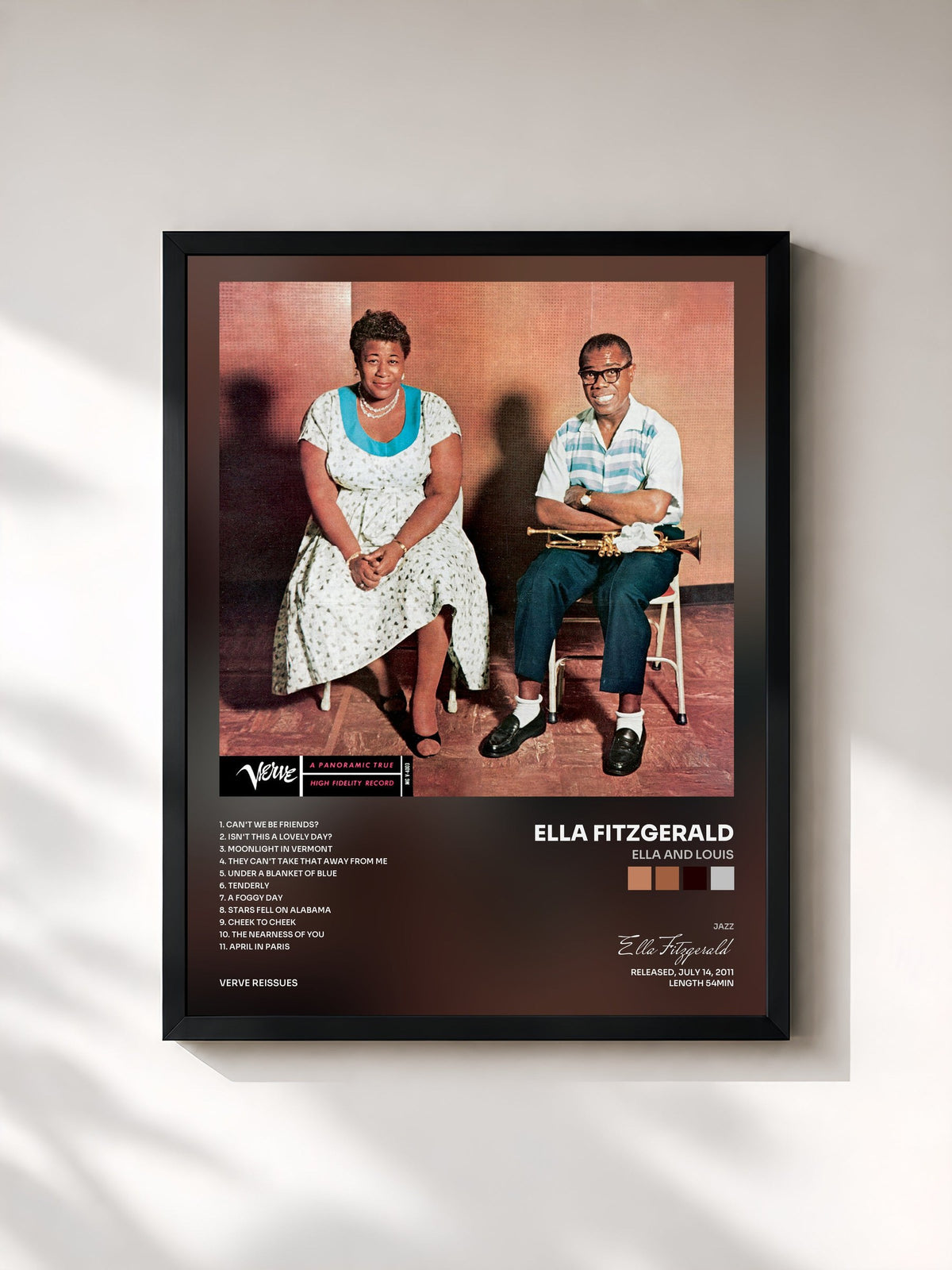 #noir Tableau de l'album Ella and Louis de Ella Fitzgerald, cadre noir, imprimé et encadré en France