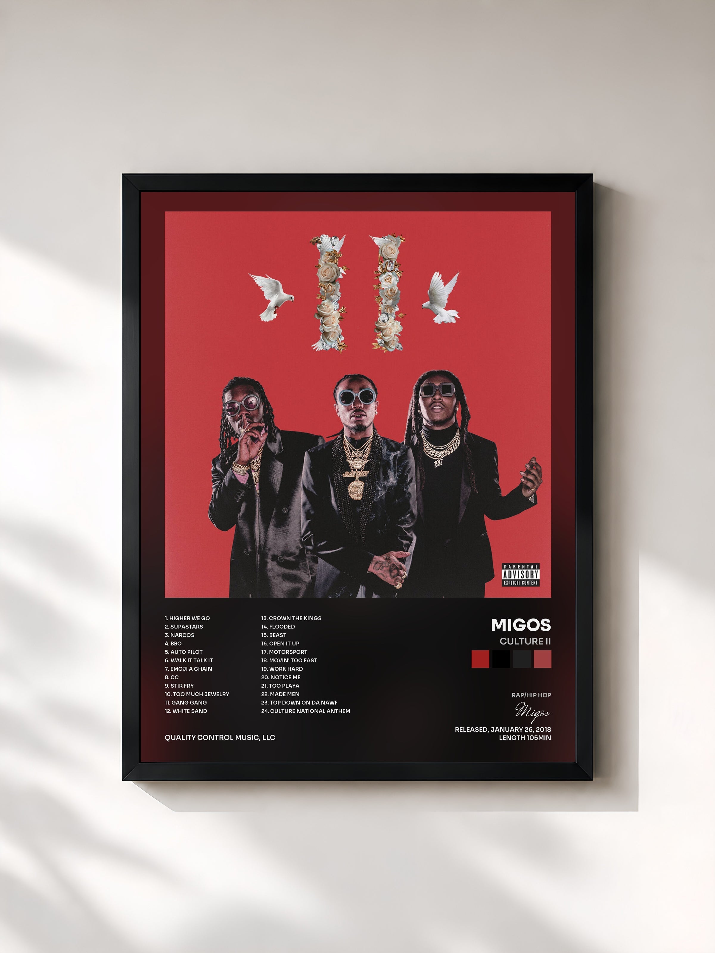 #noir Culture II di Migos in stampa incorniciata, cornice nera, stampata e incorniciata in Francia